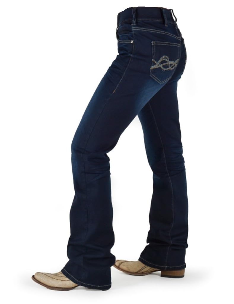 Cowgirl Tuff Western Jeans for Women - Shattered Pull On Dark Wash PULDRK | Comfortable Riding & Everyday Wear