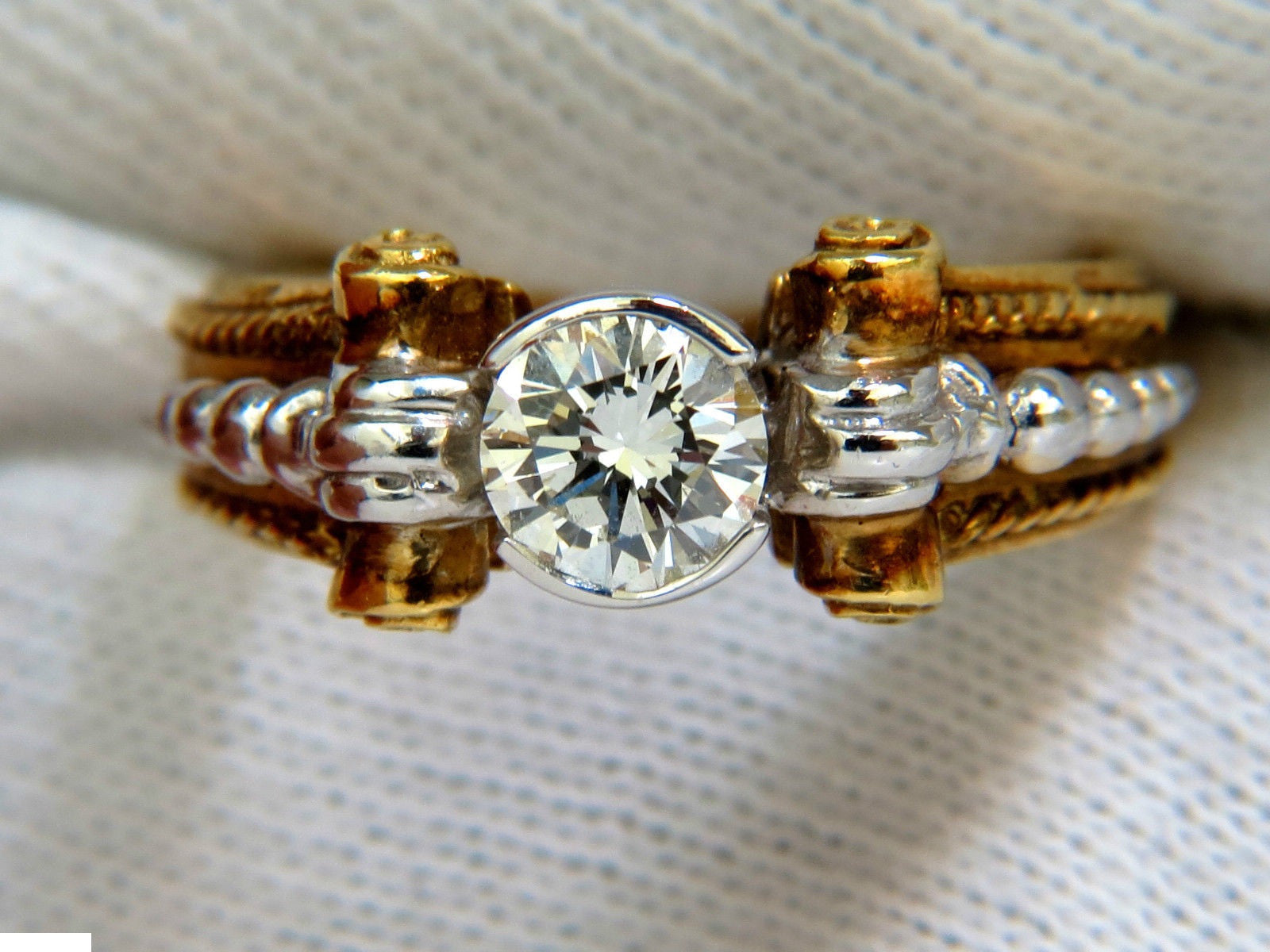 18KT .73CT Round Brilliant Diamond Ring with Venetian Prime Deco H/VS - Elegant Engagement, Wedding, or Anniversary Jewelry Gift for Women