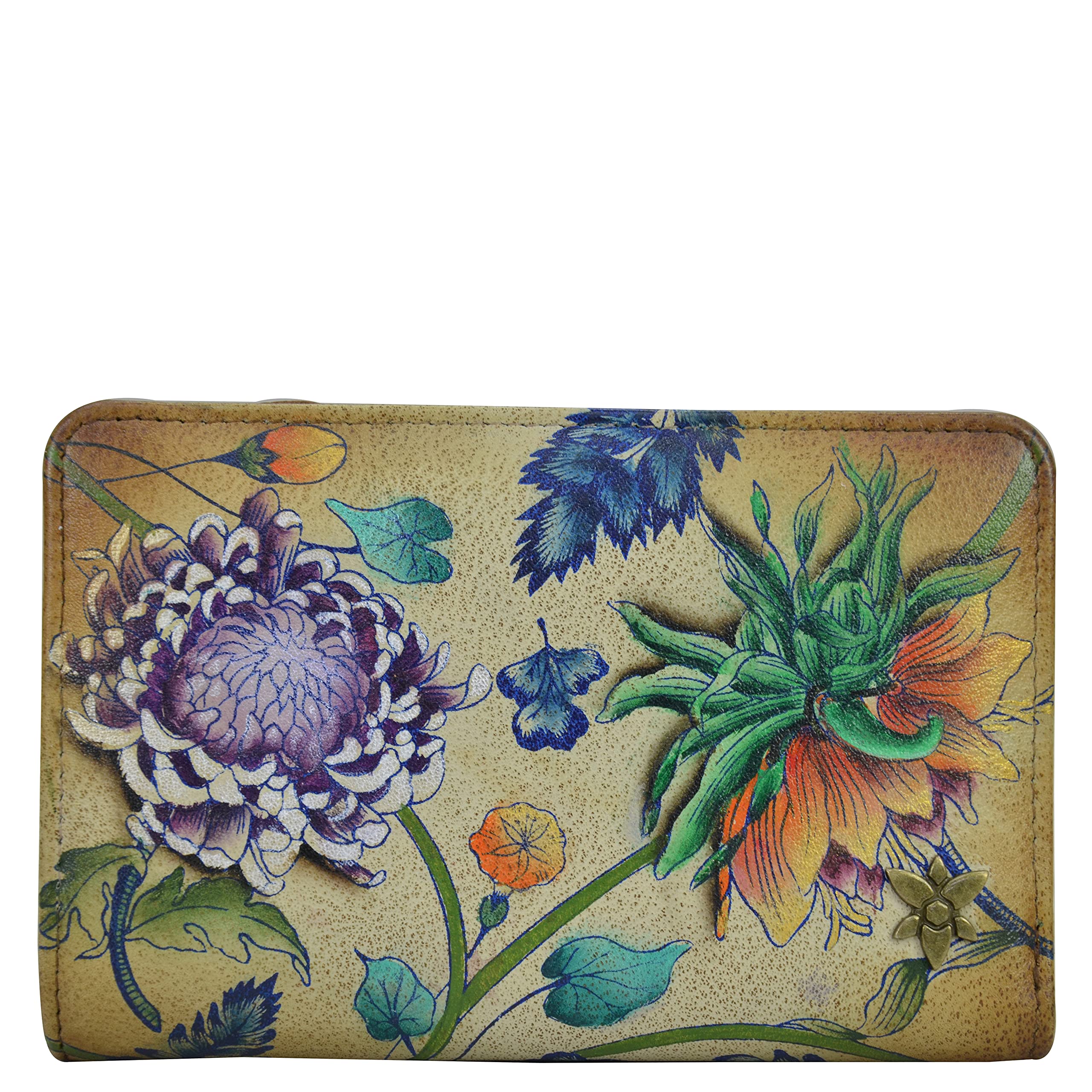 Anuschka Women’s Hand-Painted Genuine Leather Wallet - RFID Blocking Bifold Wallet with Snap Closure, ID Window & Multiple Card Slots | Perfect for Everyday Use, Travel & Gift Giving
