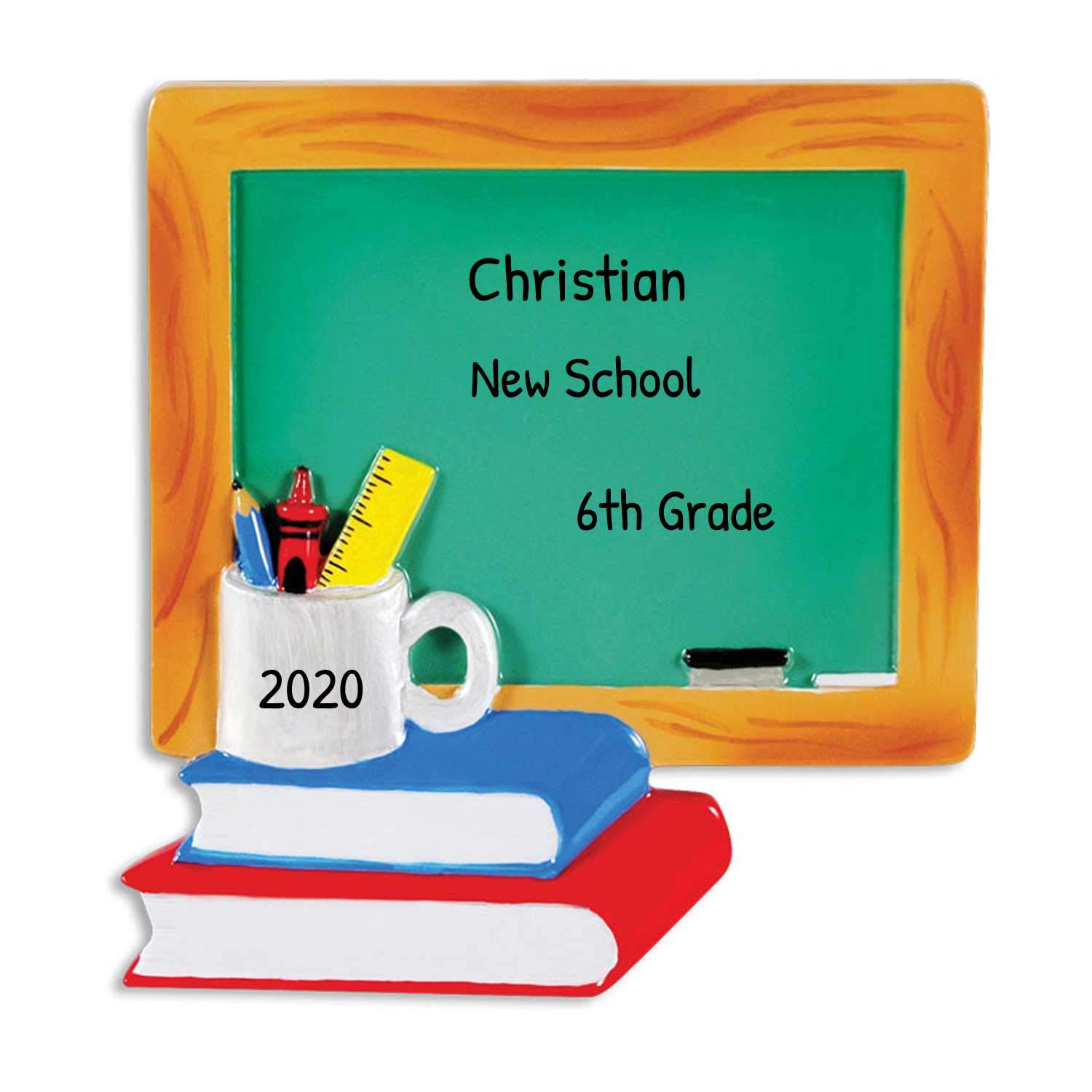 Personalized Teacher Ornament 2022 - Custom Christmas Gift for Educators - End of Year Teacher Appreciation Present - Chalkboard Design with Free Engraving - Perfect for Classroom Decor & Holiday Tree Decoration