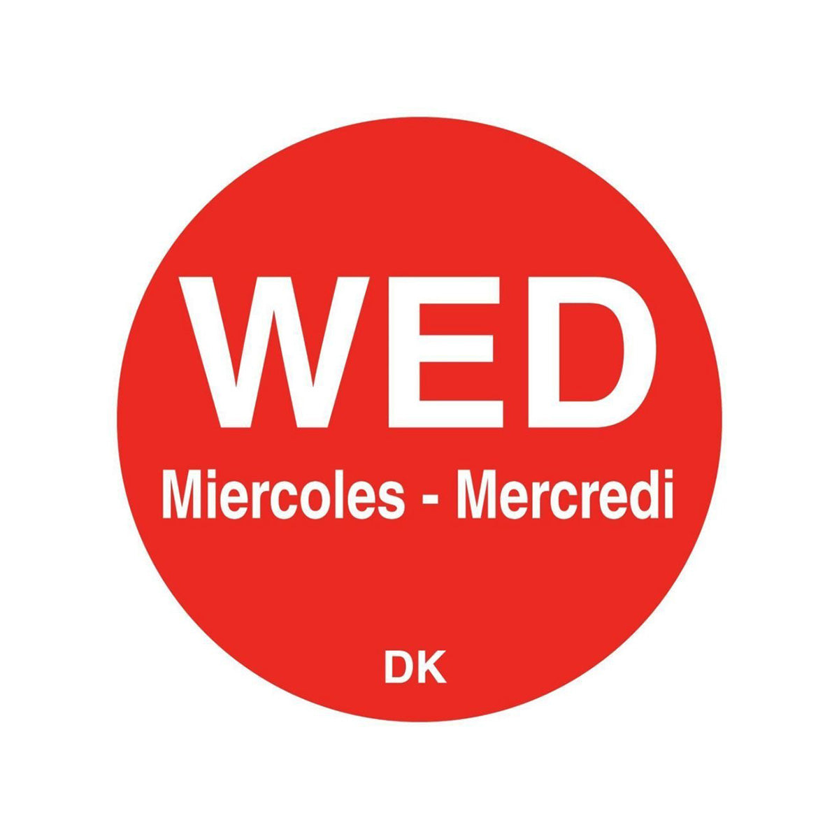 Daymark 1100593 Duramark Wednesday Trilingual Day Circle Label, 3/4 Inch, Roll of 2,000 - Perfect for Food Safety Dating, Kitchen Organization & Commercial Labeling