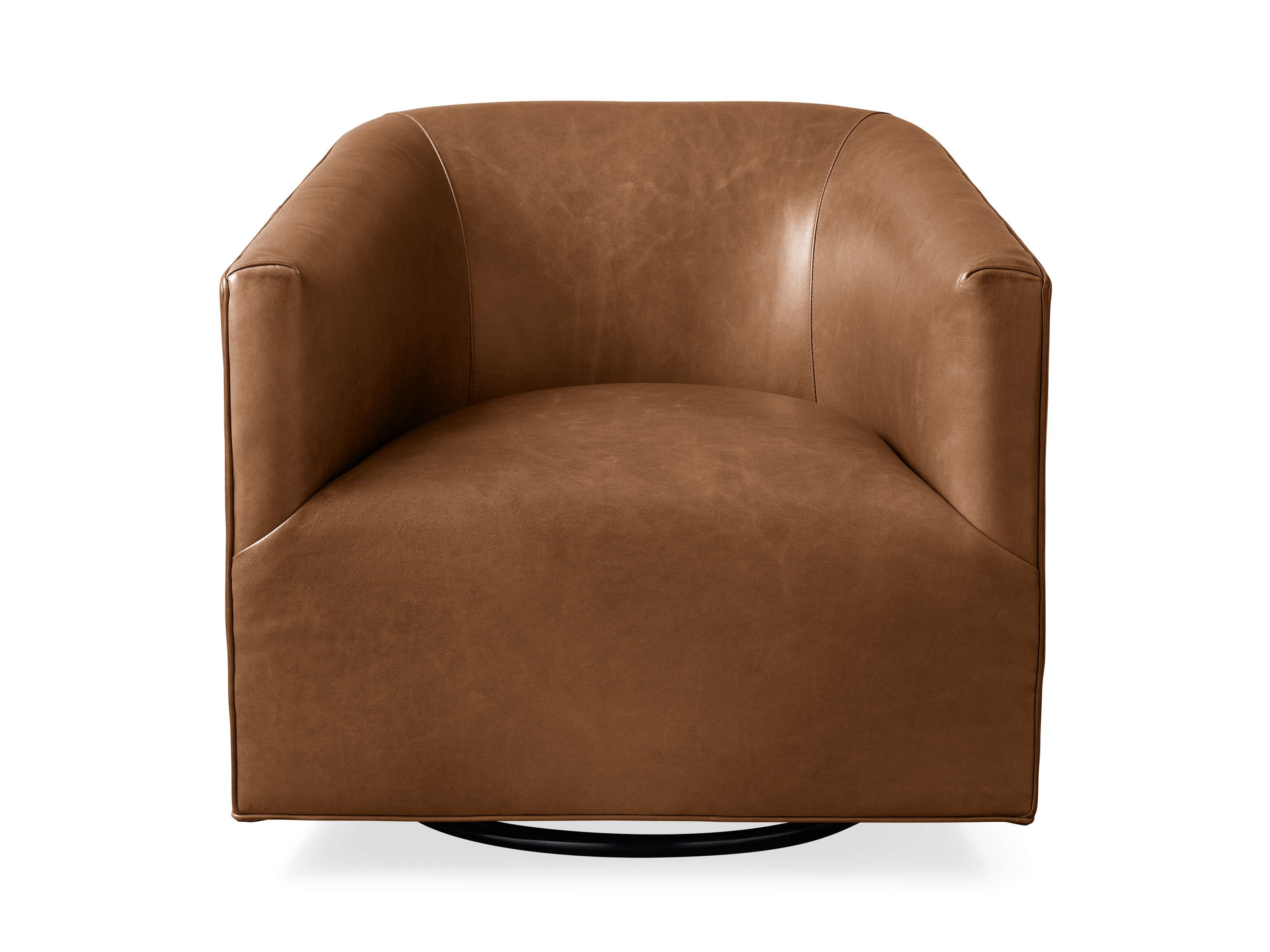 Ellison Genuine Leather Swivel Chair with Plinth Base - Modern Office Chair for Home & Workspace - Perfect for Executive Desks, Study Rooms & Lounge Areas