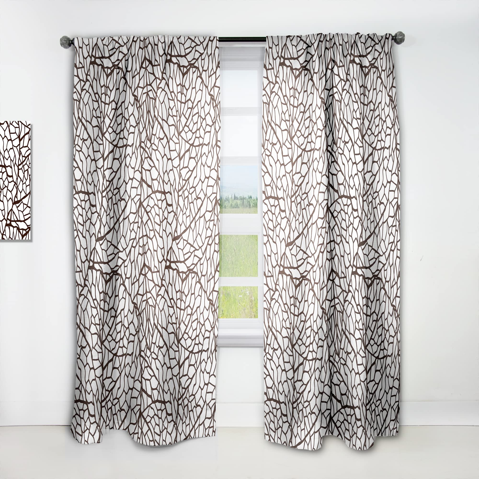 Stylized Leaf Design Thermal Insulated Curtains for Bedroom & Living Room - 52x90 Single Panel Window Drapes - Perfect for Home Decor & Energy Efficiency
