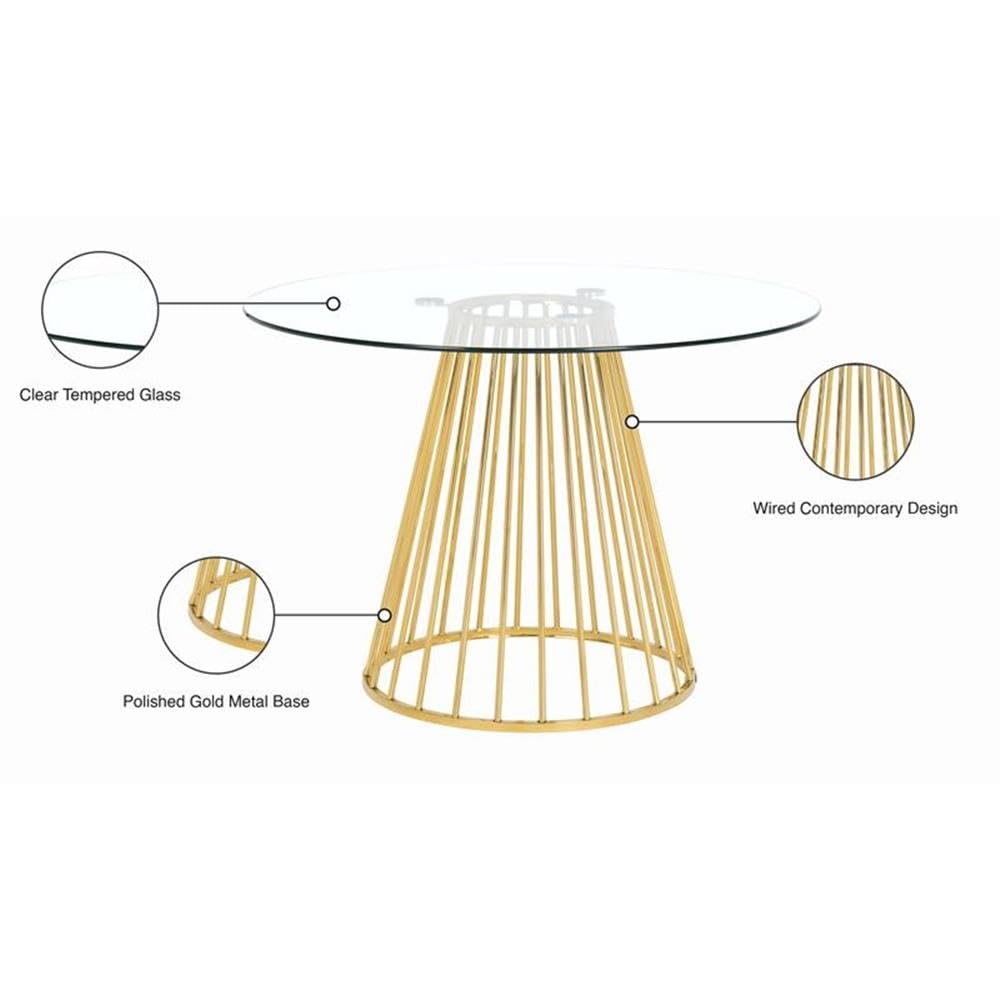 Modern Gold Glass Dining Table - Trent Home Contemporary Design for Kitchen, Dining Room & Small Spaces - Elegant & Durable Home Decor