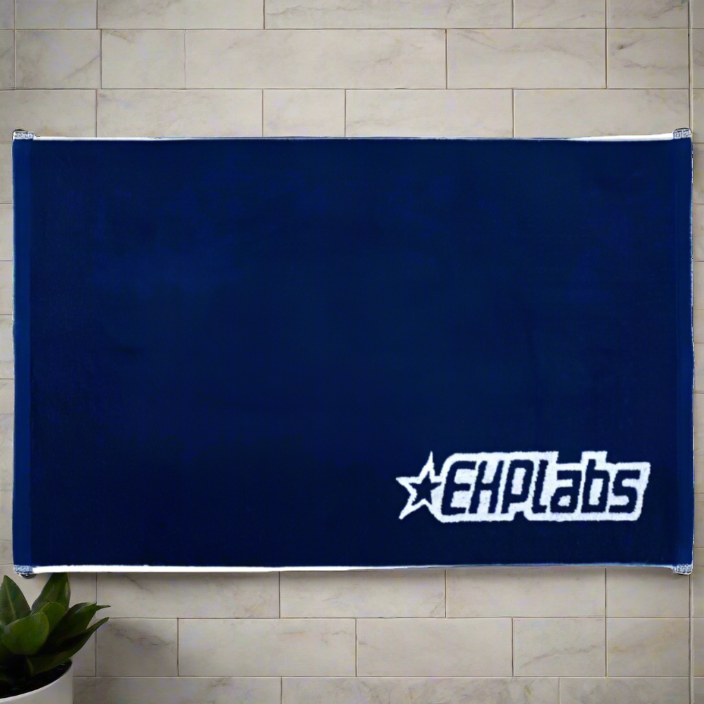 EHPlabs Navy Gym Towel - 100% Cotton, Ultra Absorbent & Lightweight Workout Towel for Gym, Yoga, Running & Sports - Quick Dry & Soft Fitness Towel