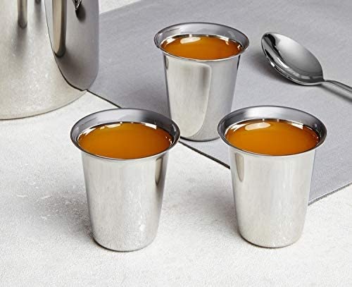 Premium Stainless Steel Indian Tea & Coffee Glasses - Traditional Design, Pack of 1, Durable Steel Cups for Kids & Adults - Perfect for Chai, Lattes, and Hot Beverages at Home or Office