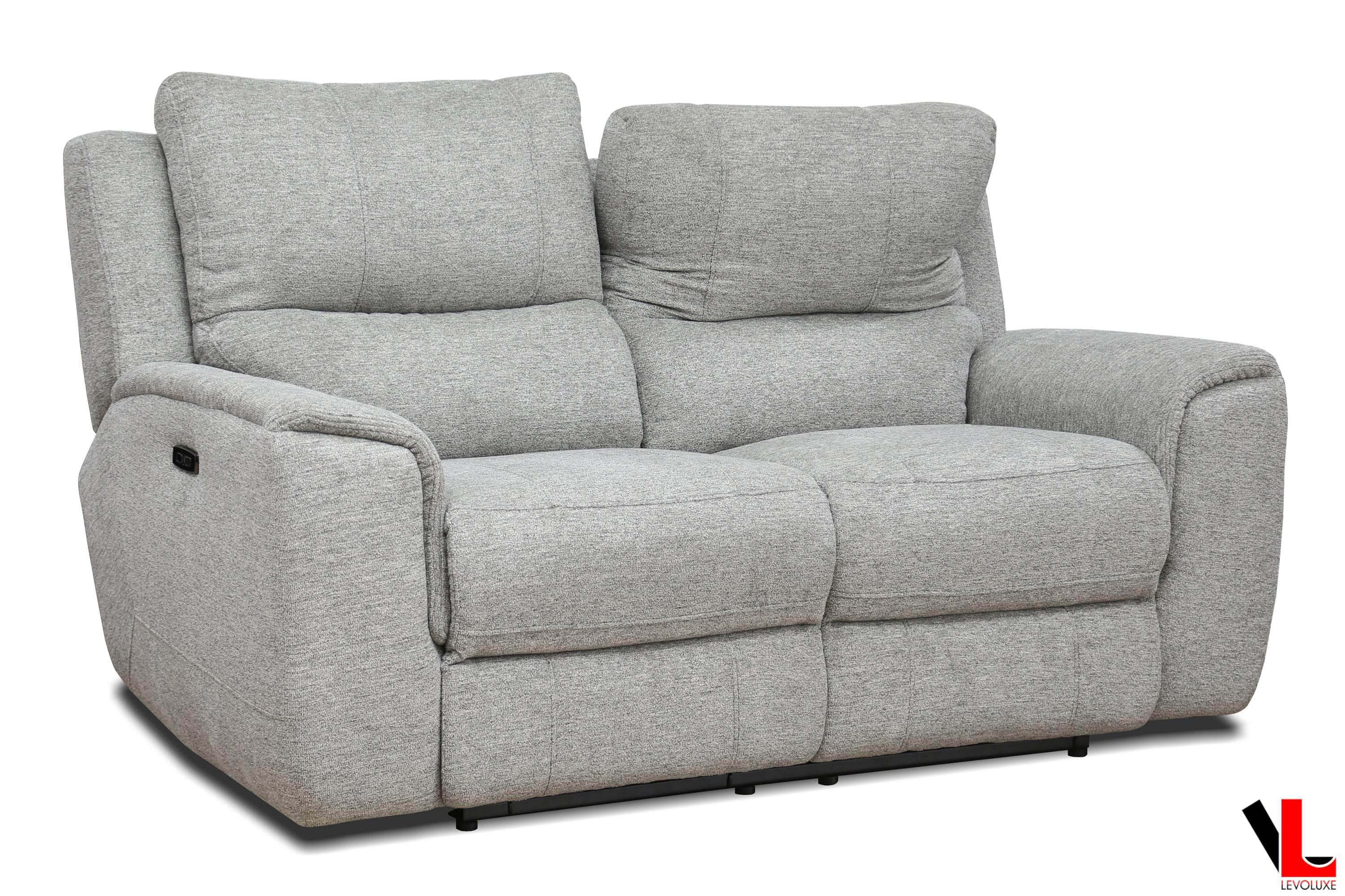 Sentinel 2-Piece Power Reclining Sofa and Loveseat Set with Adjustable Headrests in Tweed Ash Fabric - Perfect for Living Room, Home Theater & Family Movie Nights