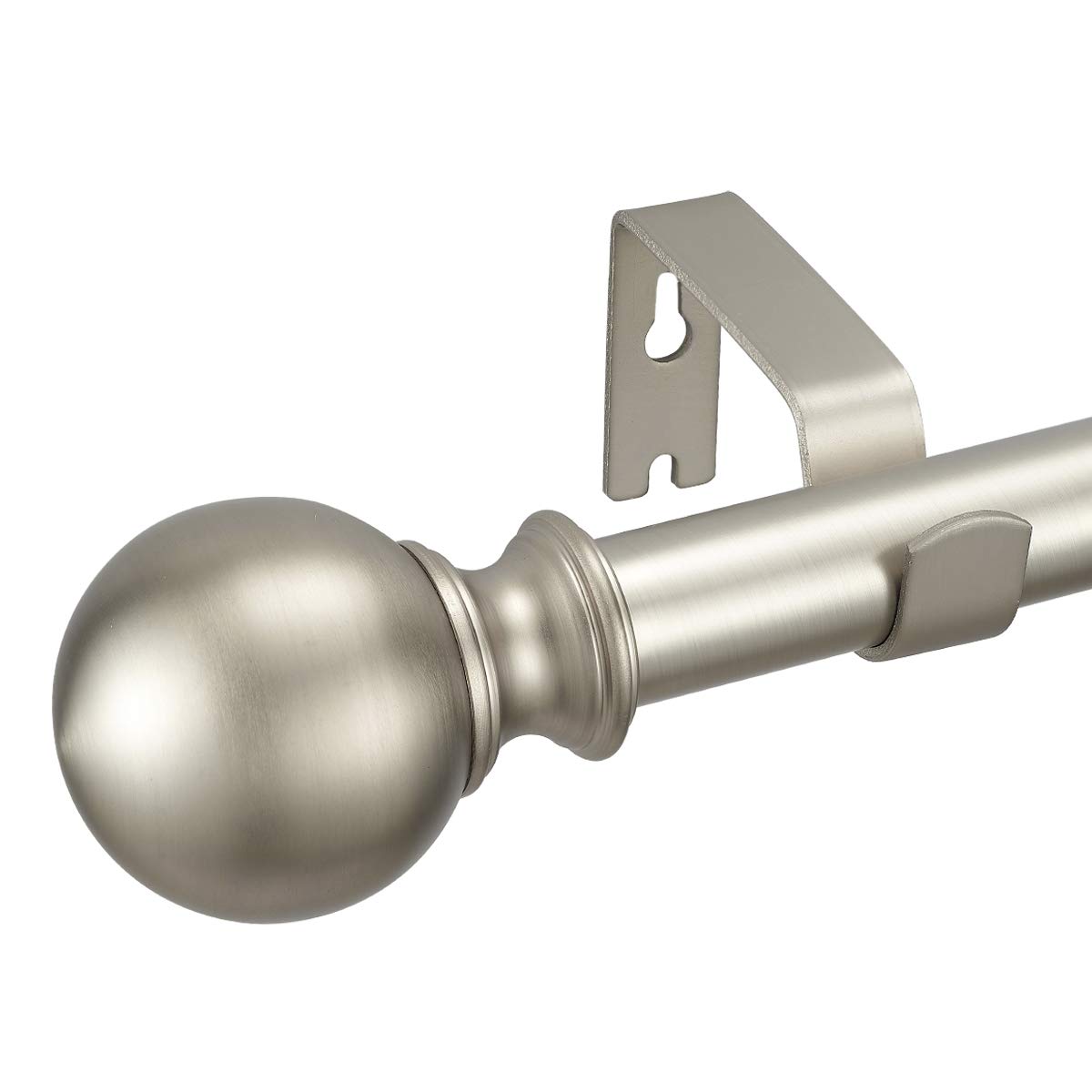 1 Inch Diameter Adjustable Iron Curtain Rod 72-144 Inches with Ball Finials - Brushed Nickel Window Treatment for Kitchen, Living Room & Bedroom - Heavy Duty Drapery Rod for Blackout & Sheer Curtains