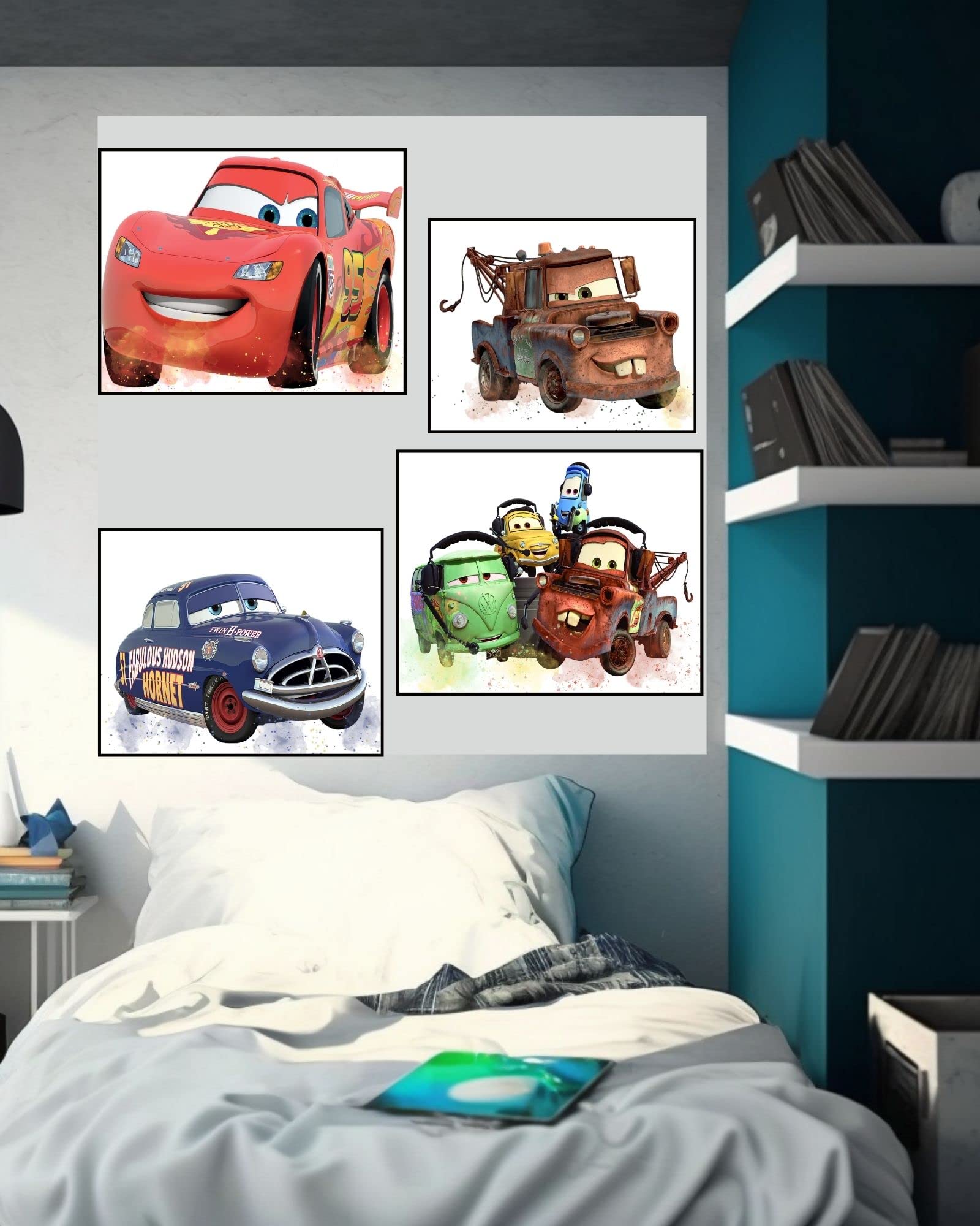 Cars Movie Poster - 8x10 Inch Unframed Wall Art Decor for Kids & Boys Room, Birthday Party, Bedroom - Disney Pixar Themed Room Decoration