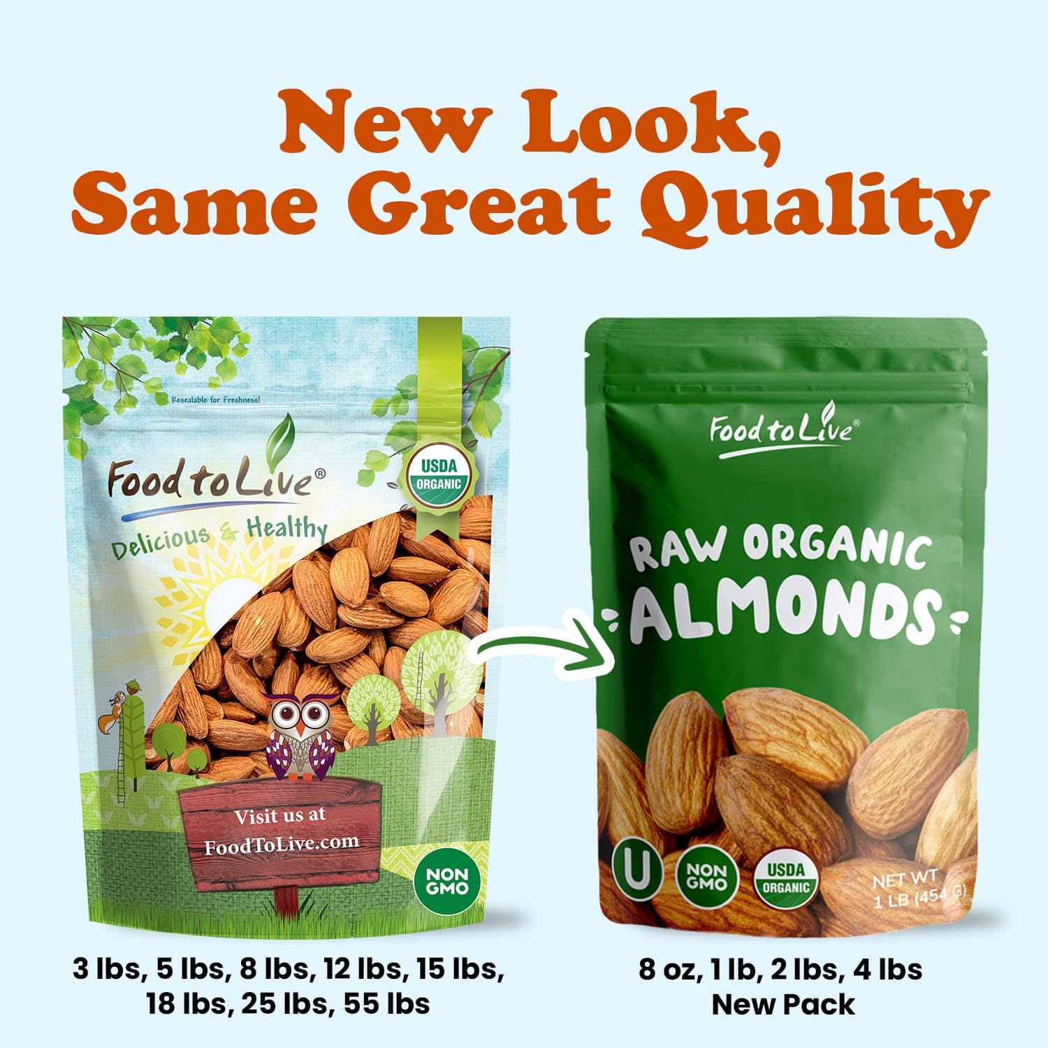 Food to Live Organic Almonds, 15 Pounds - Non-GMO, Whole, Raw, Shell-Free, Unsalted, Vegan, Kosher, Bulk | Keto & Paleo Friendly Snack | Rich in Vitamin E & Protein | Perfect for Almond Milk, Nut Butter, Baking & Healthy Desserts | Ideal for Smoothies, Salads & Meal Prep