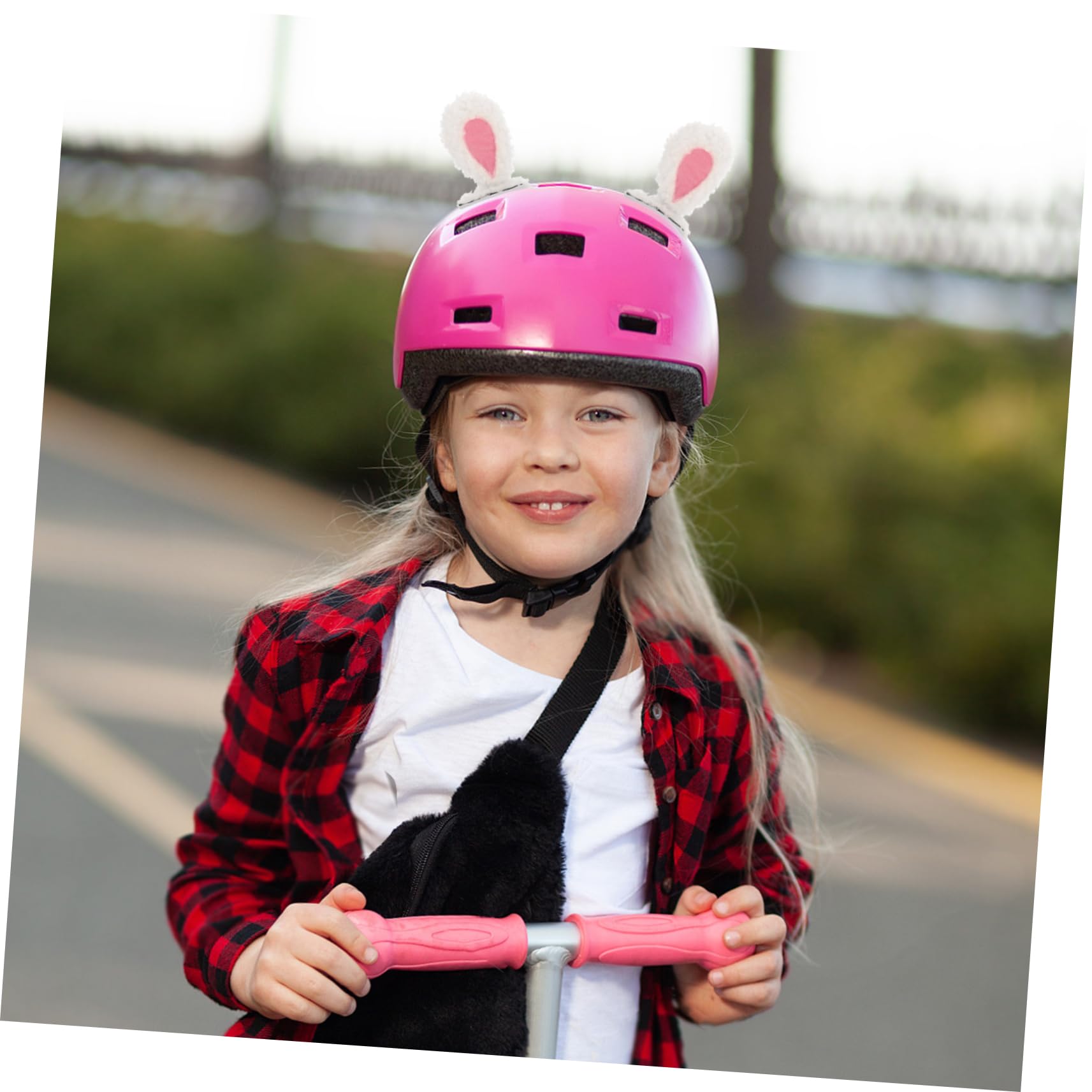 Soft Plush Cat Ears Helmet Accessories - 1 Pair White Faux Wool Ears for Ski, Motorcycle & Bike Helmets | Cute Cycling Gear for Women & Girls | Perfect for Costume Parties & Winter Sports