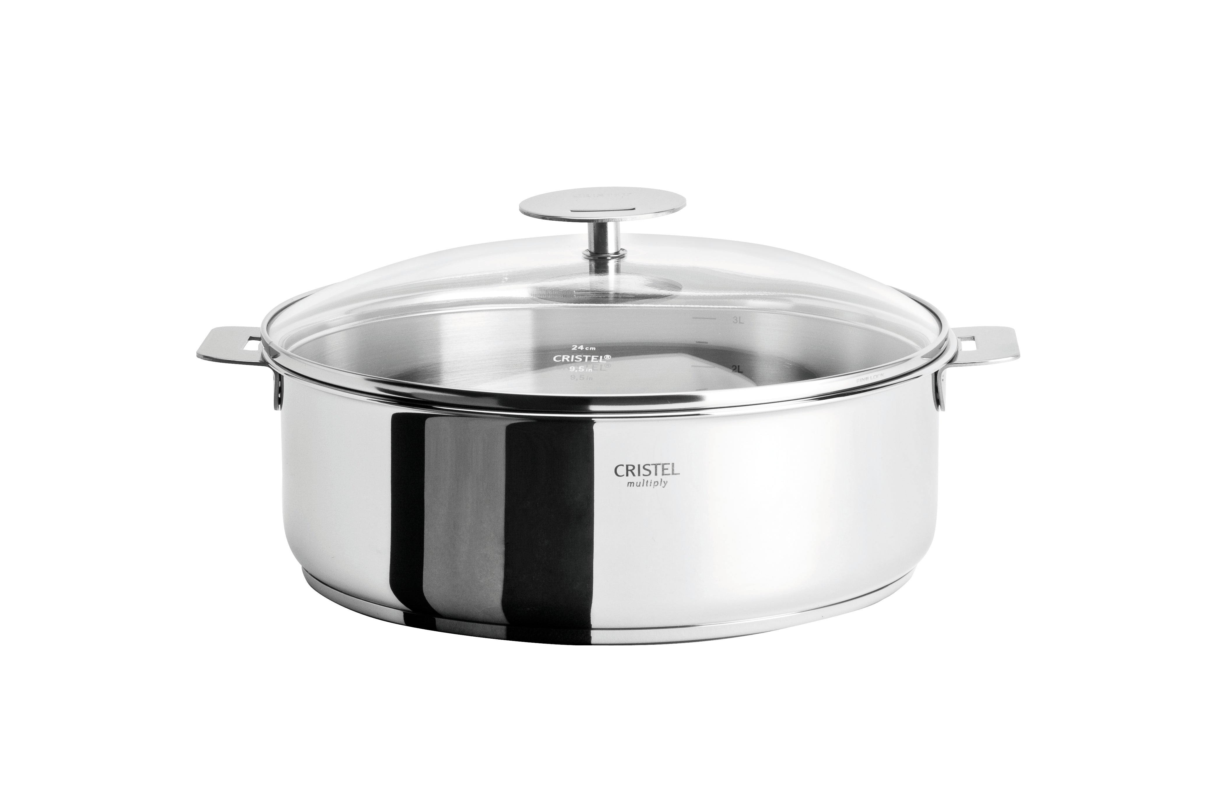 Cristel Casteline 5-Quart (5Qt) 10-Inch Stainless Steel Saute Pan with Glass Lid - Perfect for Searing, Frying & Simmering - Ideal for Home Cooking & Professional Kitchens