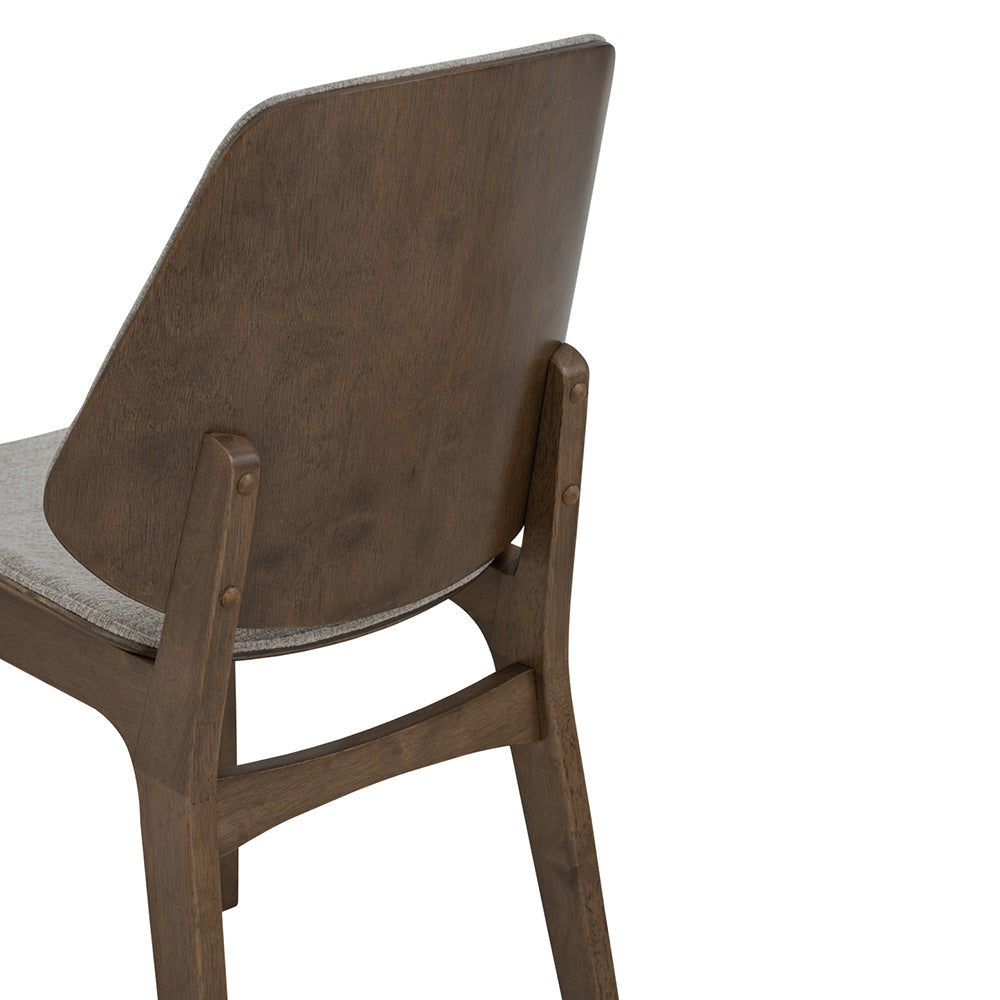 ERZA Modern Dining Chair - Solid Walnut Wood Frame & Grey Upholstery - Comfortable Kitchen, Dining Room, or Breakfast Nook Seating