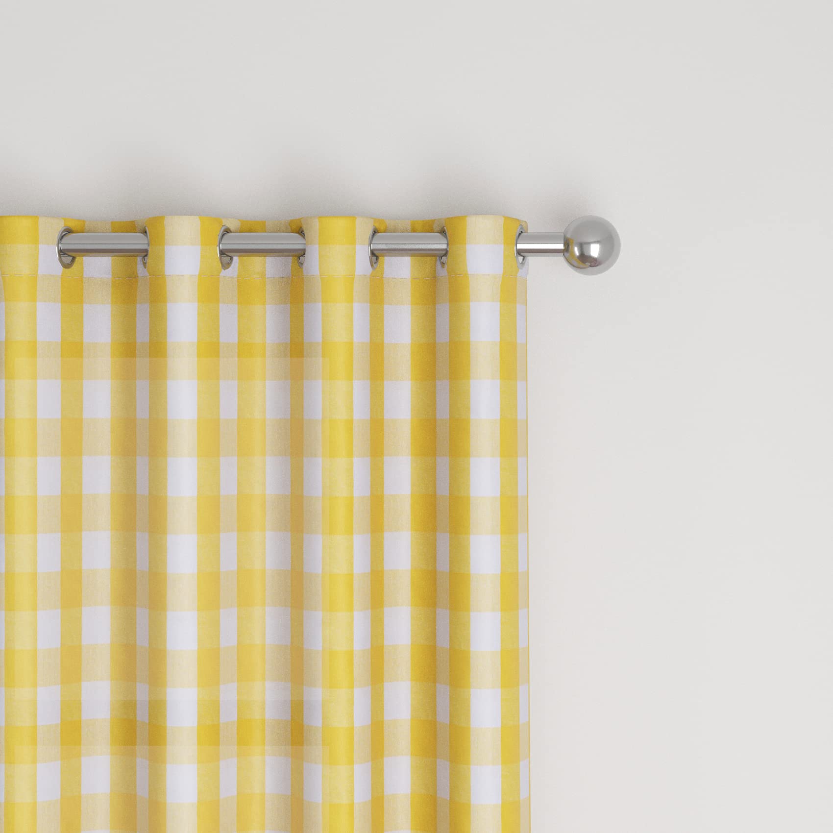 Buffalo Check Curtains 45 Inches - Yellow & White Gingham Plaid Window Drapes for Kitchen, Living Room & Bedroom - 2 Panels with Grommet Top - Perfect for Basement, Farmhouse & Cozy Home Decor