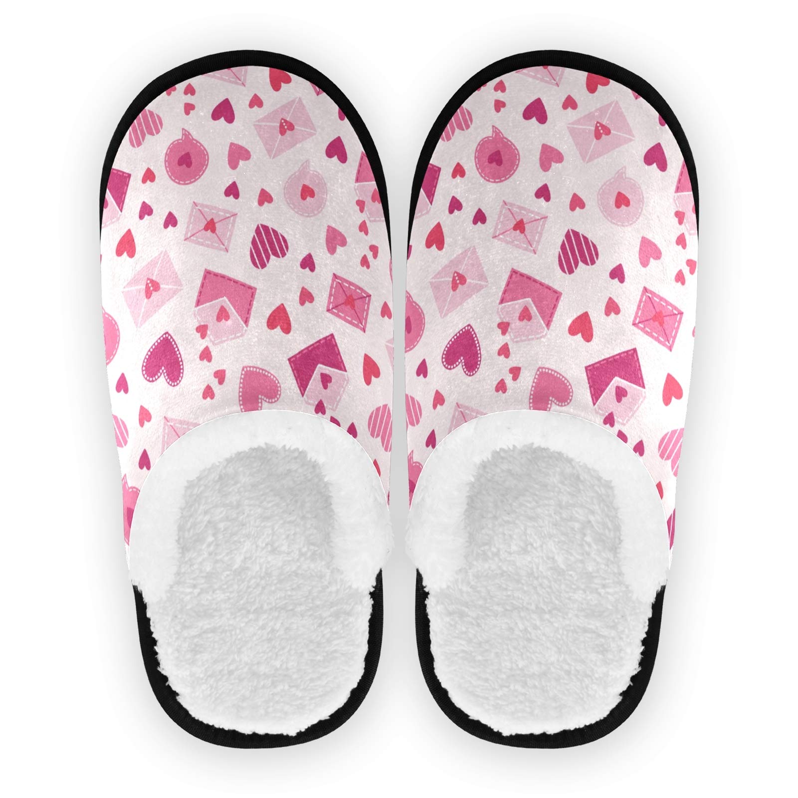 Bolaz House Slippers - Valentine's Day Love Envelope Design Non-Slip Spa Slippers for Women & Men - Cozy Warm Indoor Slippers for Home, Travel, Hotel & Spa Relaxation