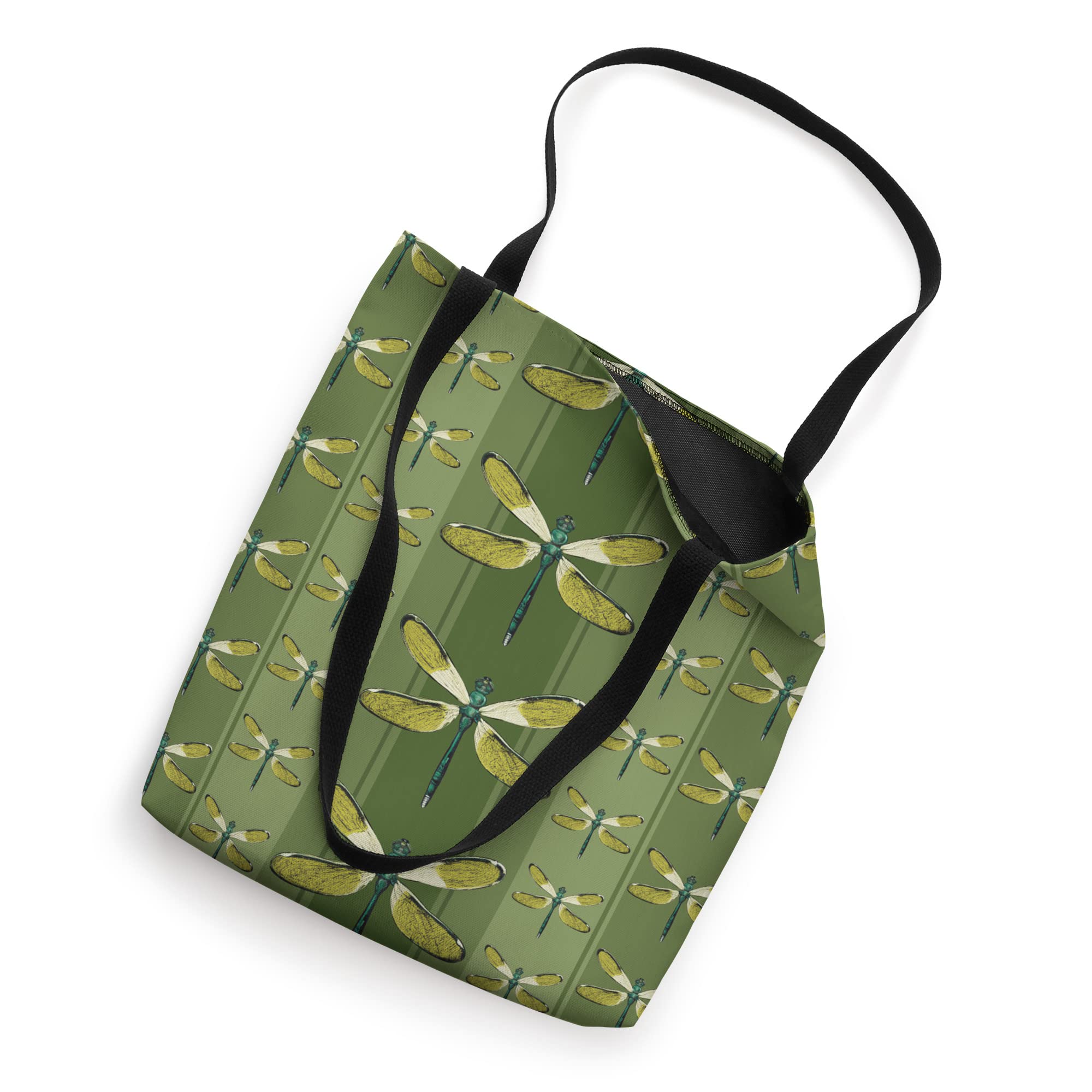 Stylish Dragonfly Garden Insect & Plants Illustration Tote Bag - Eco-Friendly Cotton Canvas Shopping Bag for Women, Perfect for Groceries, Beach & Farmers Market