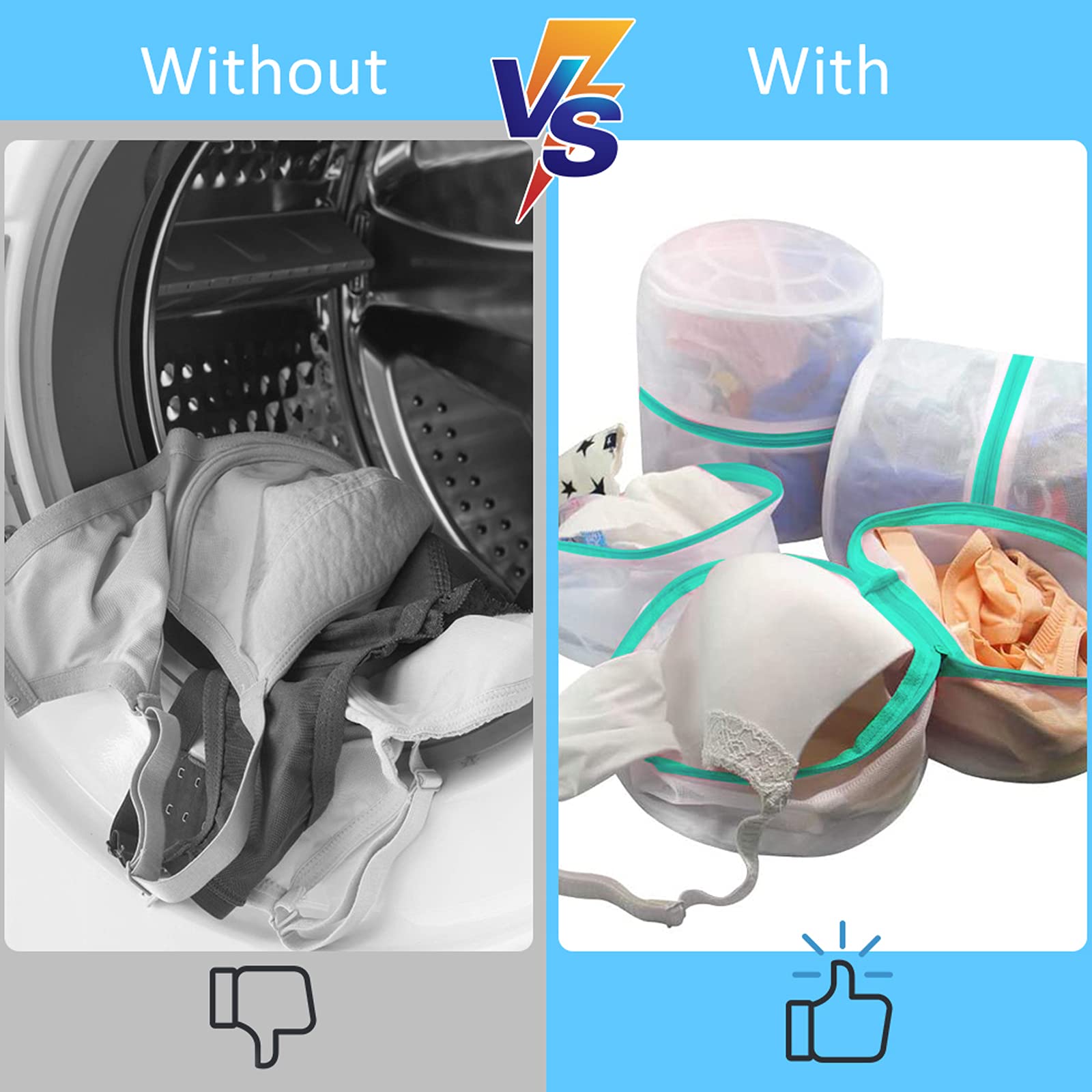 GOGOODA 4 Pack Bra Wash Bags - Delicate Laundry Mesh Bags for Underwear, Baby Clothes & Socks | Gentle Protection for Hand Wash & Machine Wash | Perfect for Travel, Gym & Home Organization