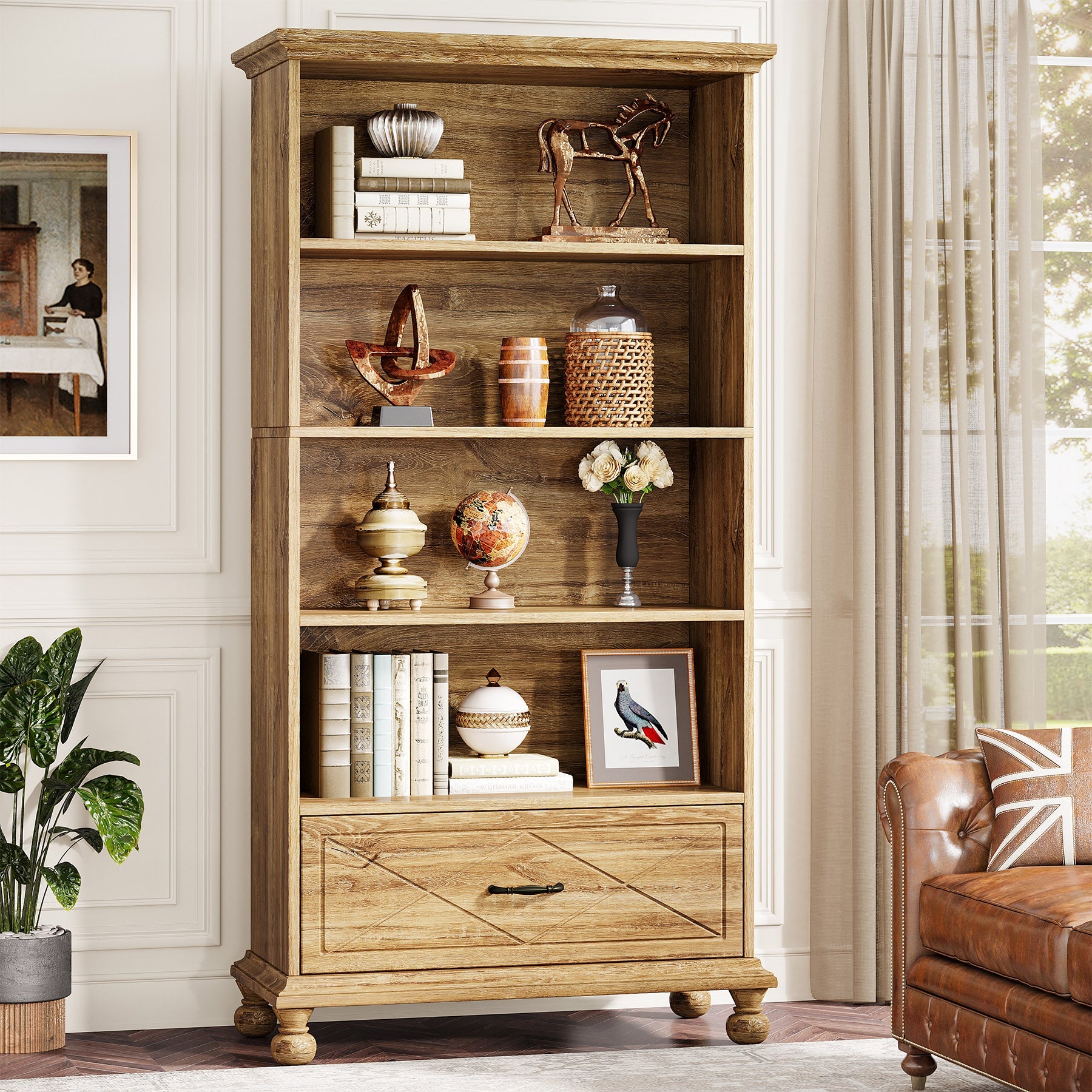 6-Shelf Bookcase with Drawer - 71