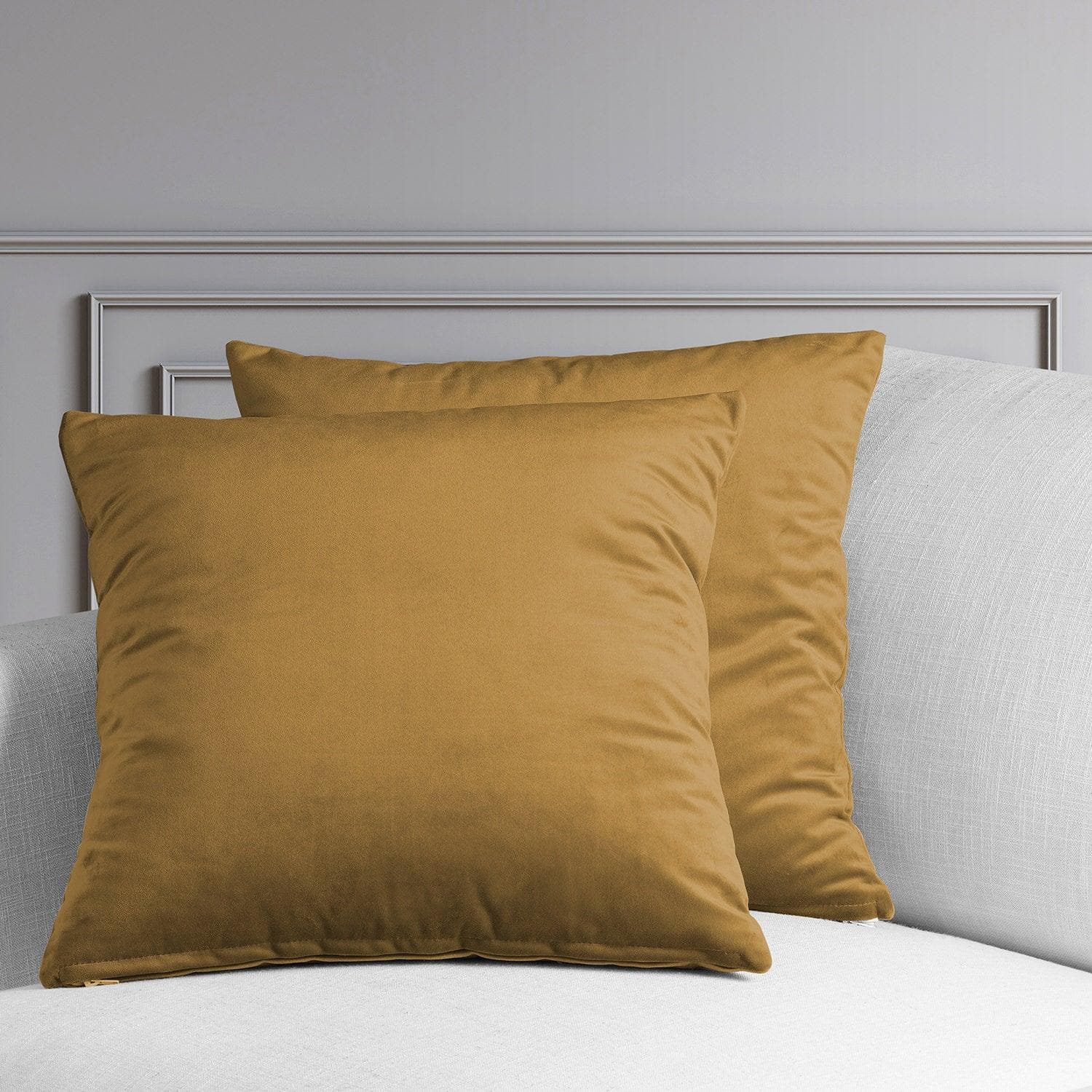 Vintage Gold Velvet Cushion Covers Set of 2 - Luxury Plush Pillow Covers for Sofa, Bed, Living Room Decor - Heritage Style Home Accessories for Cozy Interior Design