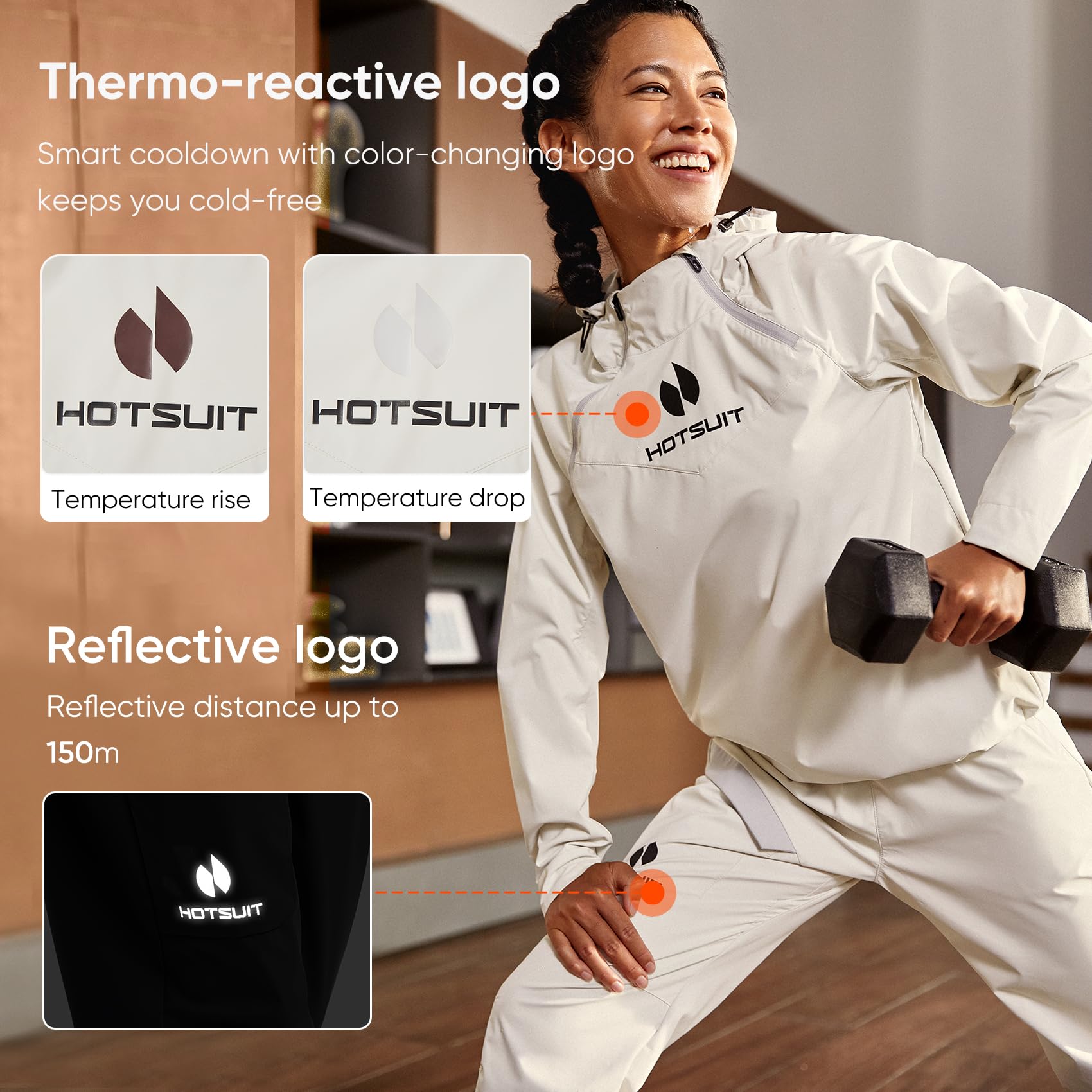 HOTSUIT High-Tech Non-Rip Women's Sauna Suit - Machine Washable Sweat Jacket & Pants for Fat Burning Workouts (Sizes S-3XL) | Ideal for Gym, Running, Weight Loss & Home Fitness