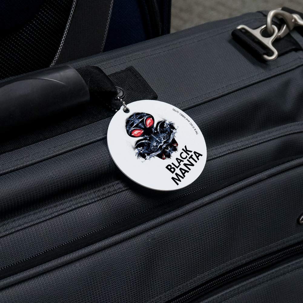 Aquaman Movie Black Manta Round Luggage ID Tag Card - Durable Suitcase Carry-On Name Tag for Travel, Business Trips & Vacation
