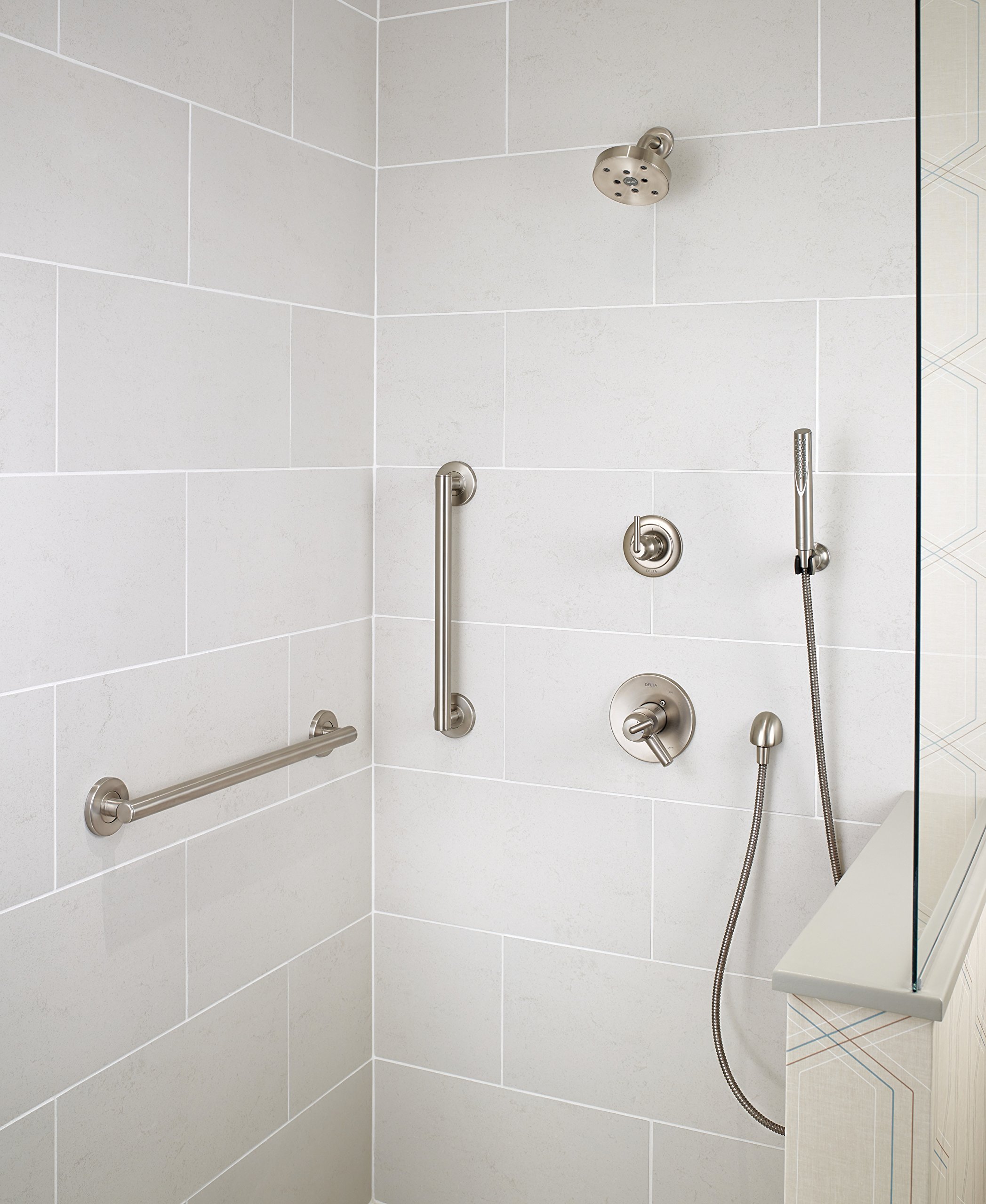 Delta Faucet Trinsic Single Spray Wall-Mount Hand Shower with Hose - Brushed Nickel Handheld Shower Head & Slide Bar - Stainless Steel 55085-SS - Perfect for Bathroom, Spa, and Relaxing Shower Experience