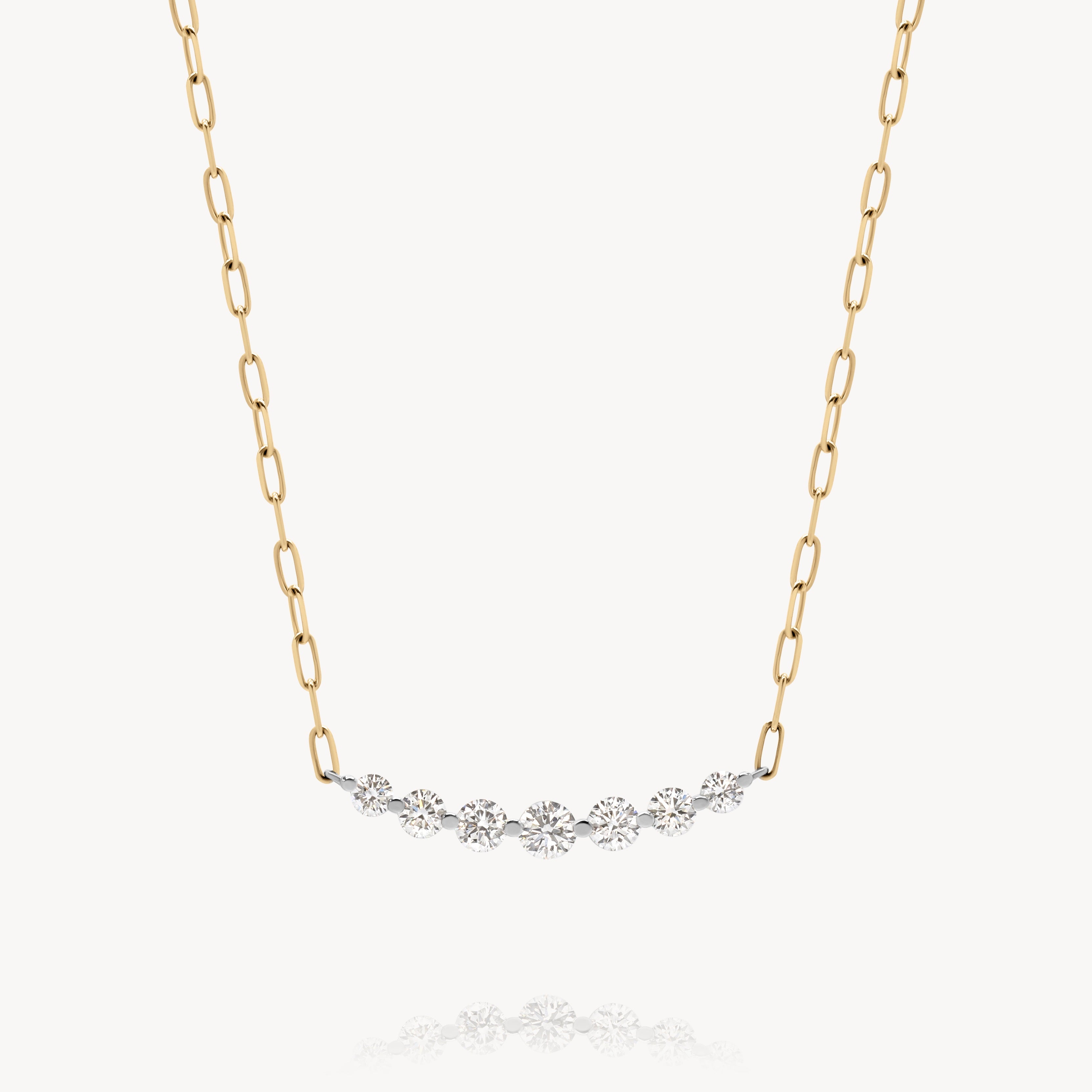 10K Gold Floating Diamond Paper Clip Necklace - Elegant Everyday Jewelry for Women, Perfect for Office, Date Night & Special Occasions