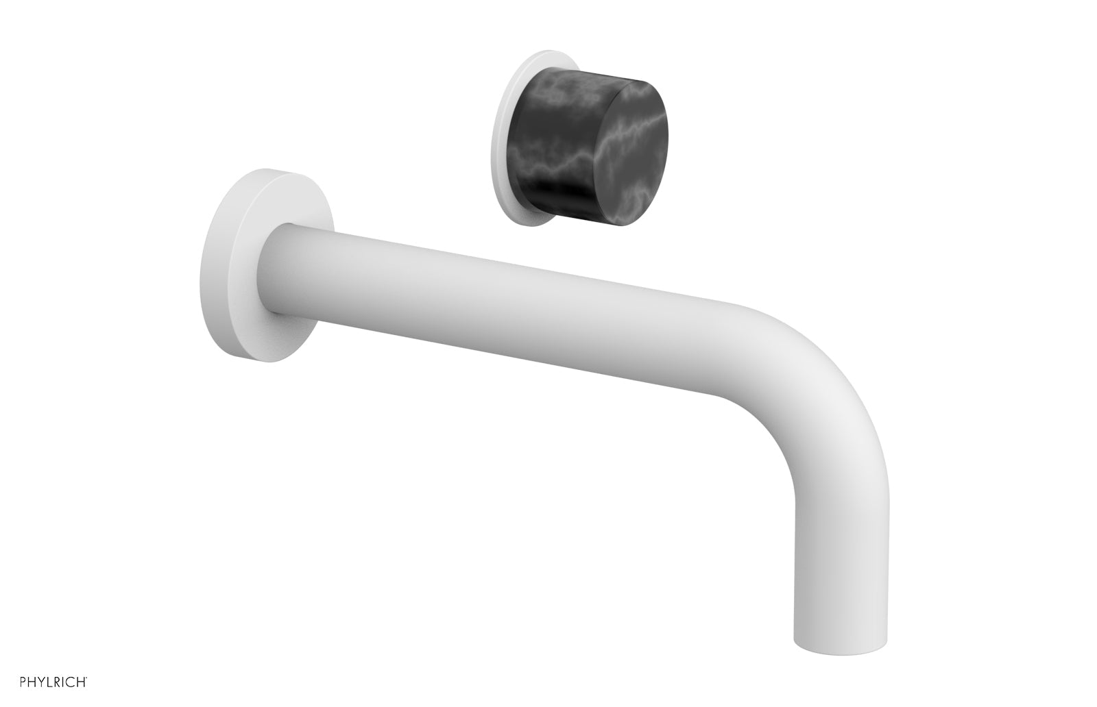 Premium Single Handle Wall Mount Lavatory Faucet - Black Marble Handle (Model 230-17) for Bathroom Sink & Powder Room Upgrade