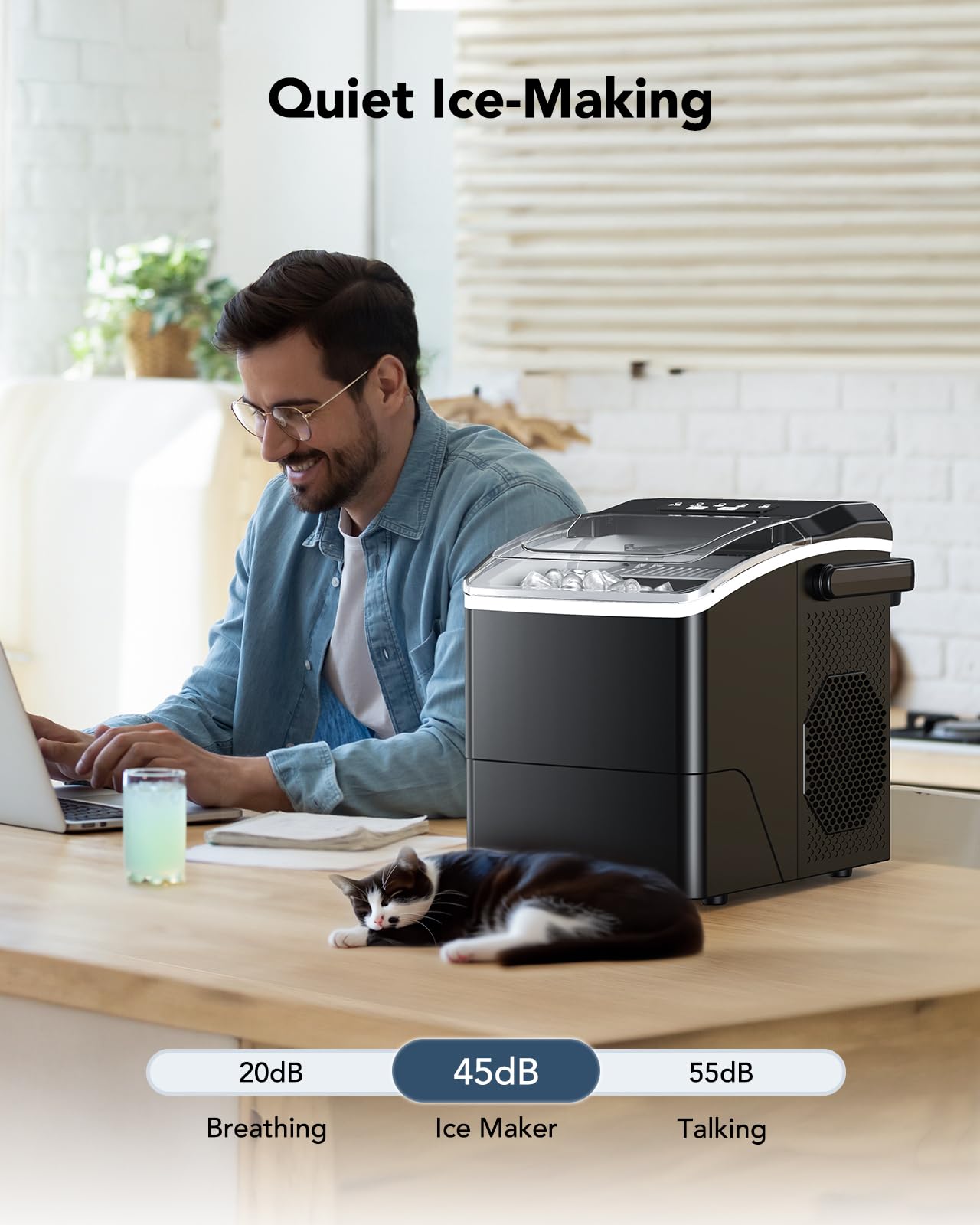 Fast 6-Minute Ice Maker Machine - 9 Bullet Ice, 26 Lbs/24 Hrs, Portable Countertop Ice Maker with Self-Cleaning Function - Perfect for Home, Kitchen, Party, RV & Office - Compact Size 11.65