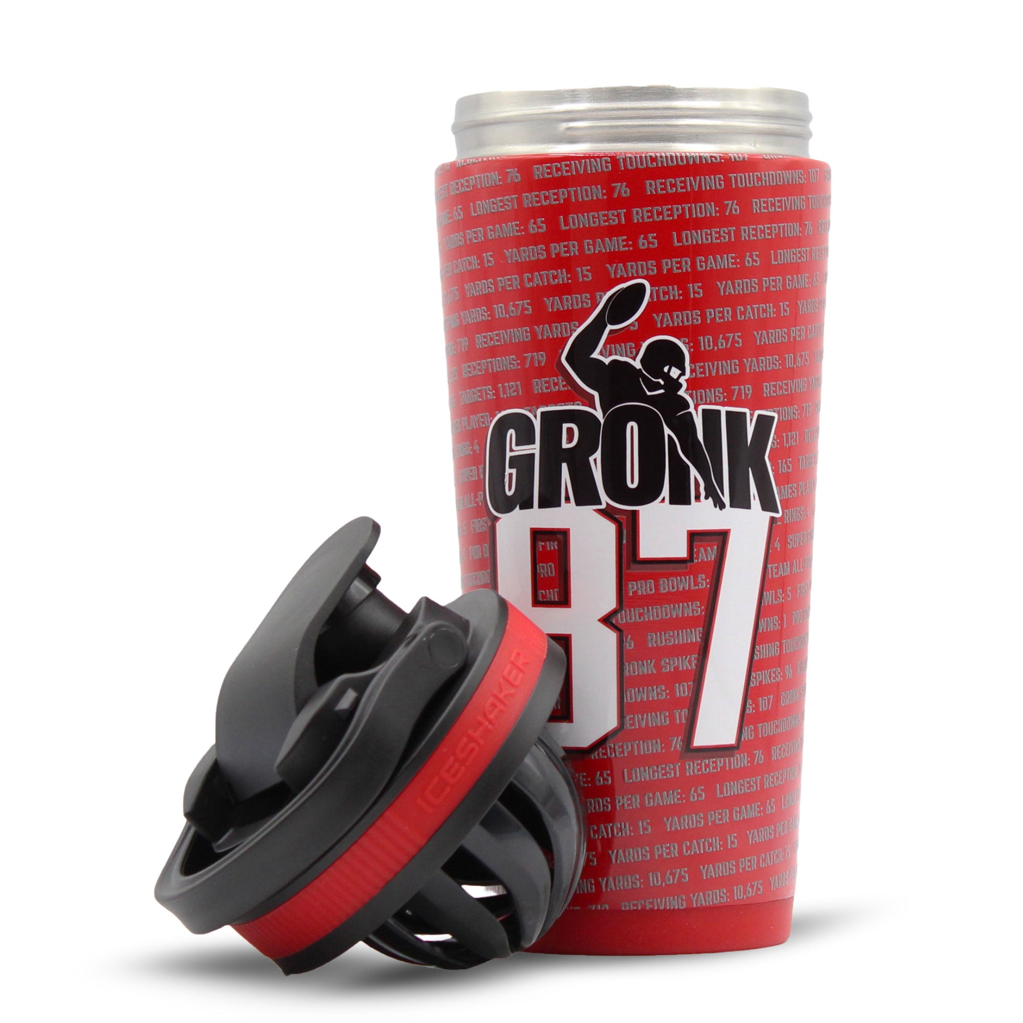 26oz Ice Shaker Bottle - Gronk 87 Record Breaker Edition | Leakproof Stainless Steel Water Bottle for Gym, Workouts & Sports | Keeps Drinks Cold for 24 Hours