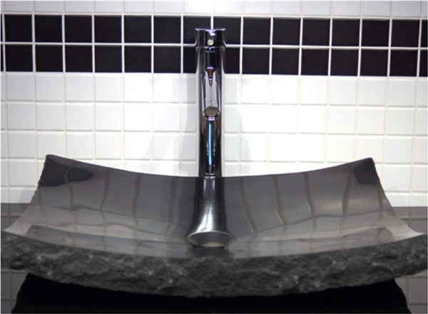 Large Black Granite Zen Vessel Sink - Modern Bathroom Vanity Basin for Spa, Luxury Home & Commercial Use
