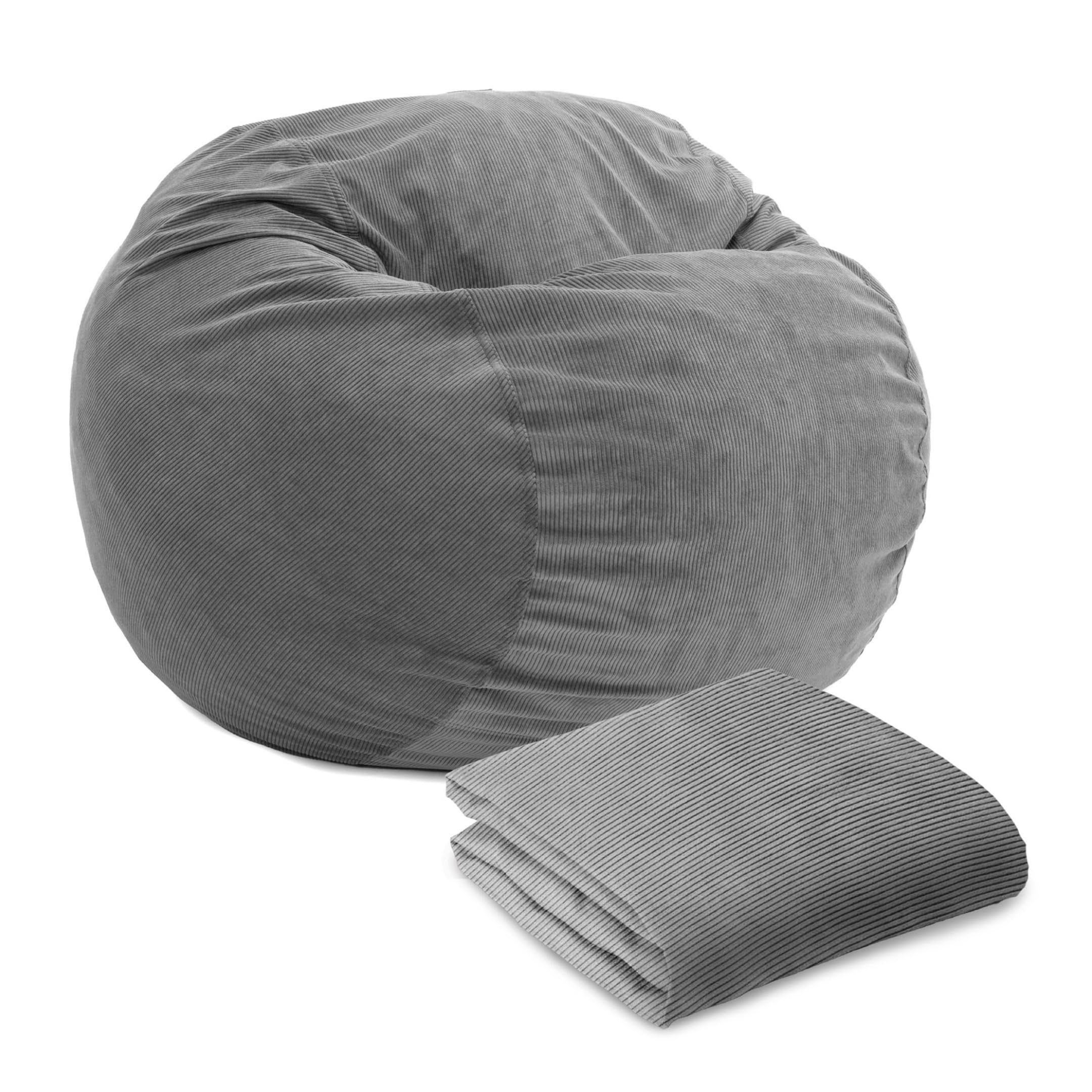 CordaRoy's Corduroy Bean Bag Chair Cover Only (Bean Bag Sold Separately) - Queen Size, Grey | Replacement Cover for Kids & Adults | Perfect for Living Room, Bedroom, Game Room & Dorm Decor