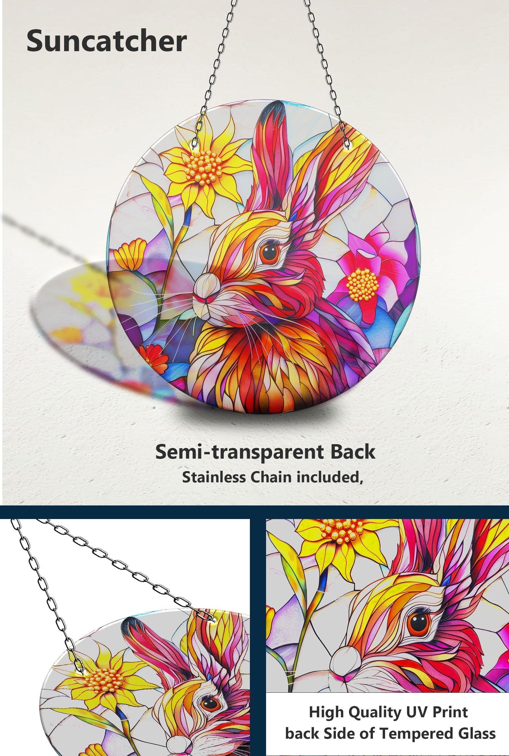 Vibrant Rabbit Suncatcher Window Decor - Handmade Glass Sun Catcher for Home, Nursery & Garden - Perfect Gift for Easter, Spring & Housewarming