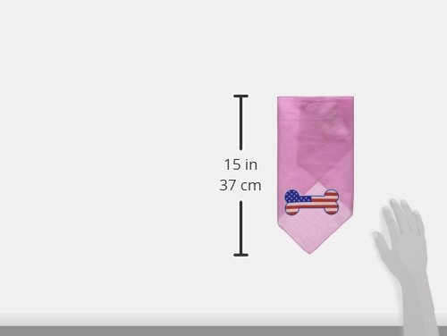 Bone Shaped American Flag Pet Bandana - Light Pink Small Dog Bandana with Screen Print | Patriotic Dog Accessory for July 4th, National Holidays & Outdoor Adventures