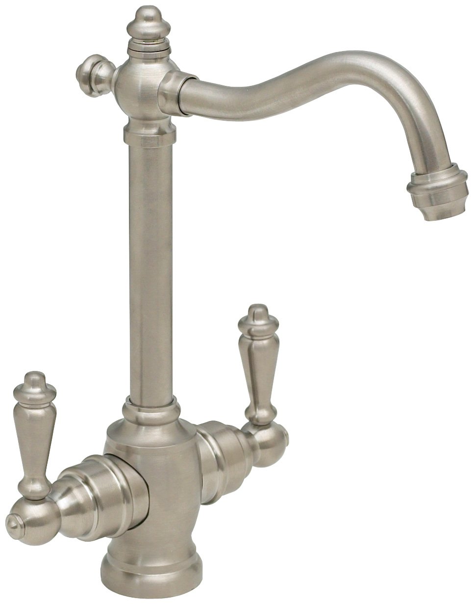 Westbrass D205-07 Victorian Traditional Two Handle Hot and Cold Water Dispenser Faucet in Satin Nickel - Perfect for Kitchen Sinks, Wet Bars, and Office Break Rooms