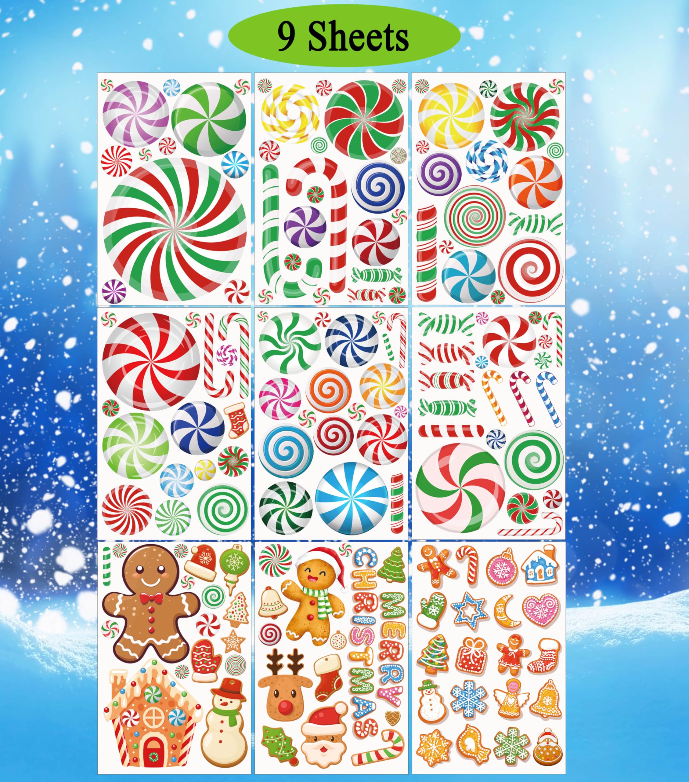 Festive Christmas Candy Cane Window Clings - Holiday Window Stickers & Decals for Home, School, Office Decor (Set of 24) - Perfect for Glass Doors, Windows, Classrooms & Holiday Party Decorations