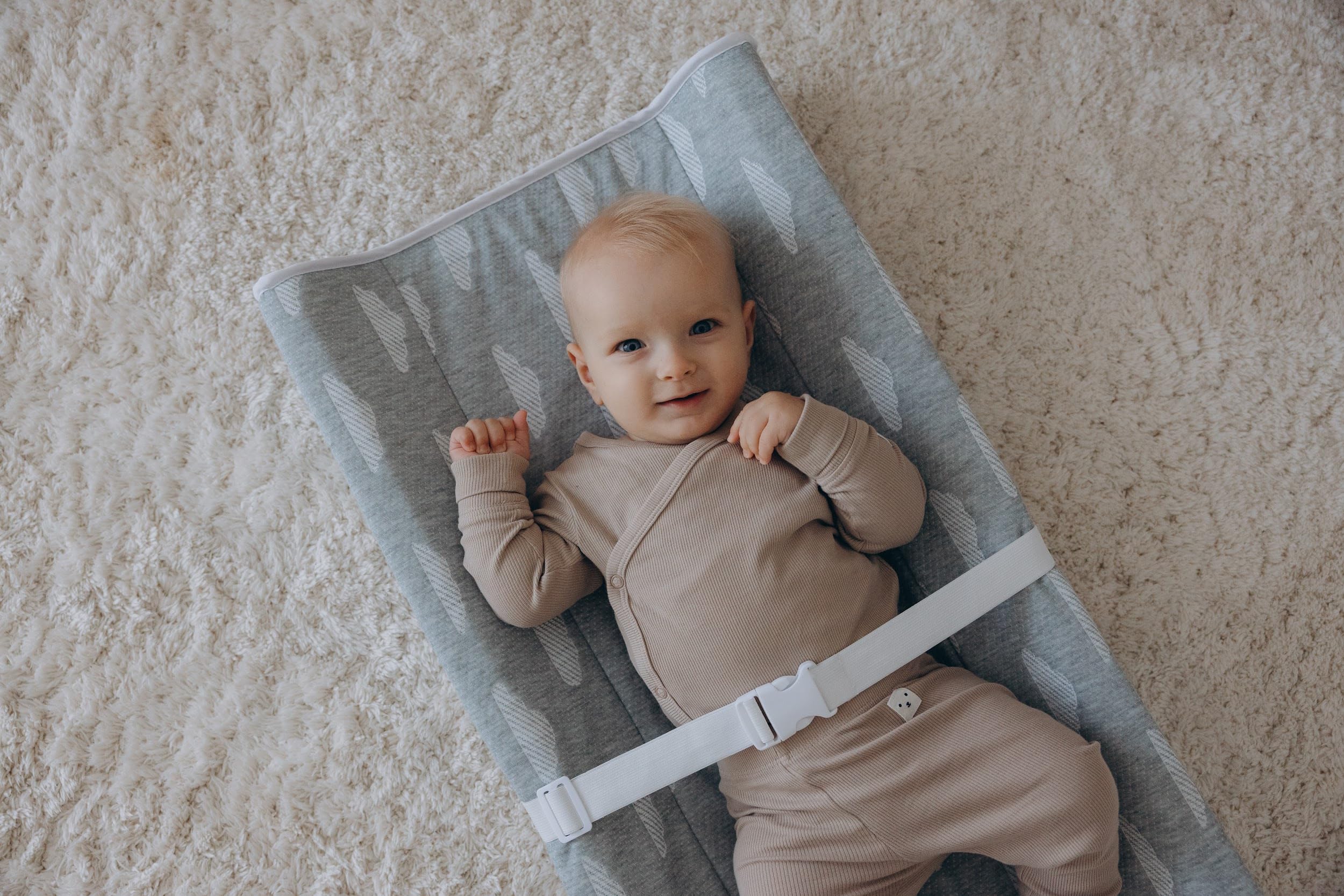 Soft Waterproof Baby Diaper Changing Pad with Non-Slip Bottom & Safety Straps - Ergonomic Contoured Design for Newborns & Infants - Fits Standard Changing Tables & Dressers - Perfect for Nursery, Daycare & Travel Use