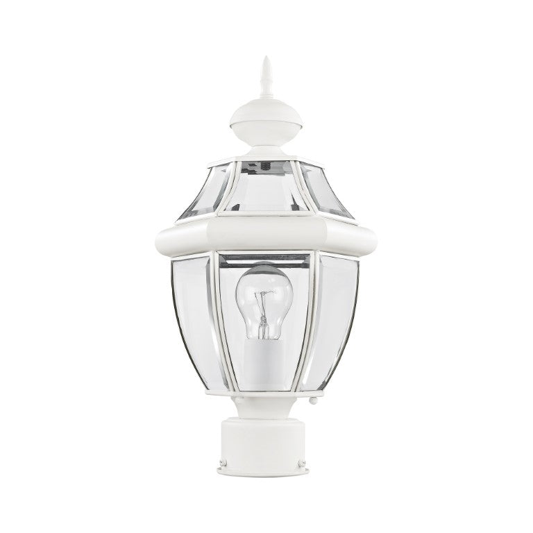 Handcrafted Solid Brass Outdoor Post Top Lantern with Clear Beveled Glass - Monterey Medium Base Light Bulb Socket (16.5