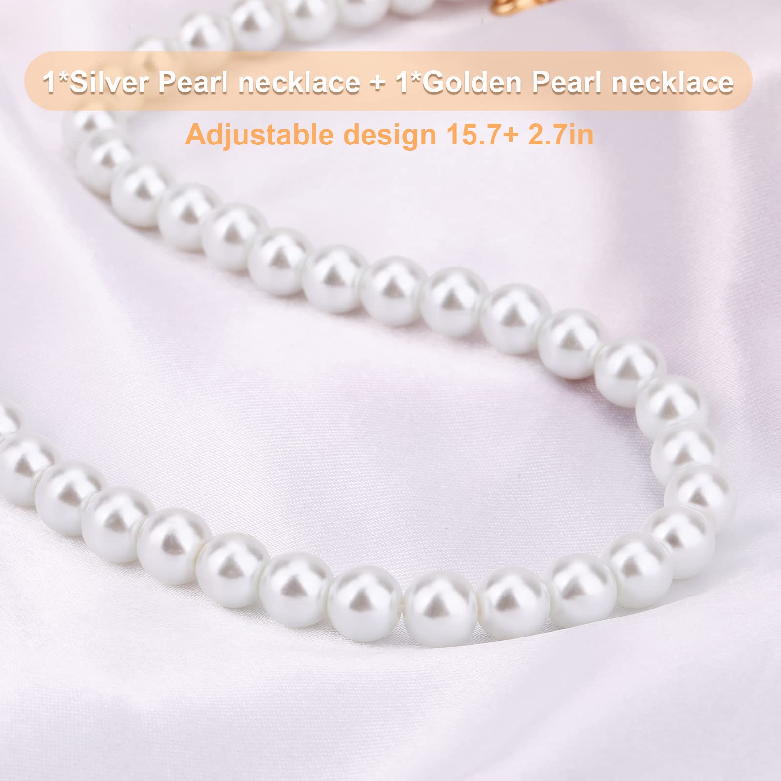 2PCS Pearl Necklace Set - Artificial Pearl Choker & Pendant Necklace for Women, Elegant Gift for Girlfriend, Wedding, Birthday & Anniversary | Perfect for Formal Events, Date Nights & Special Occasions