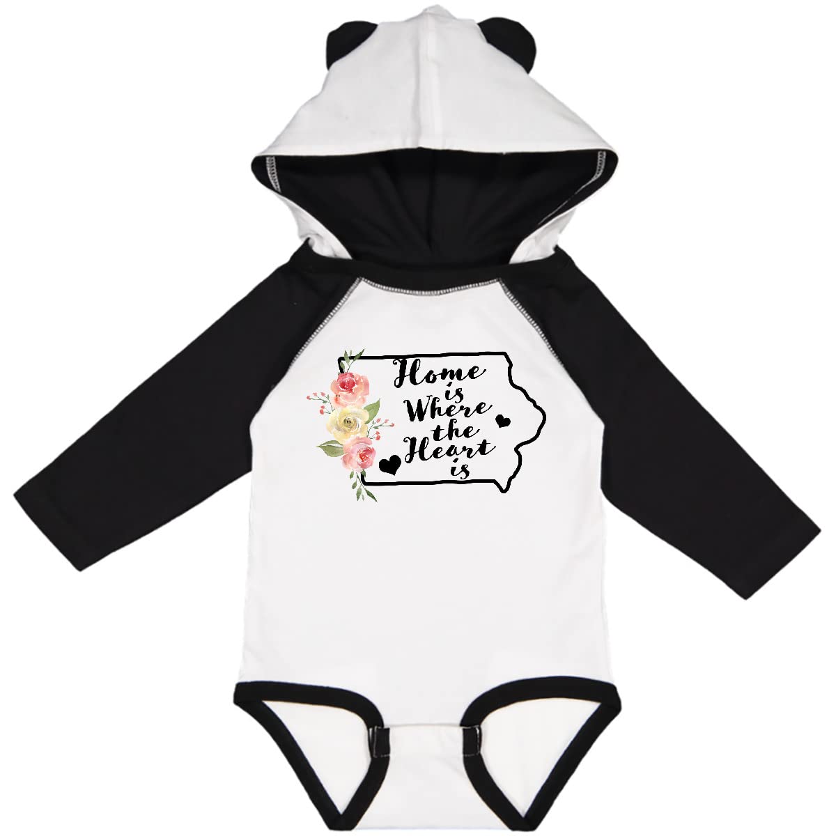 Inktastic Iowa Home is Where The Heart is Watercolor Print Long Sleeve Baby Bodysuit - Soft Cotton Onesie for Newborns & Infants - Perfect for Family Photos, Holidays & Everyday Wear
