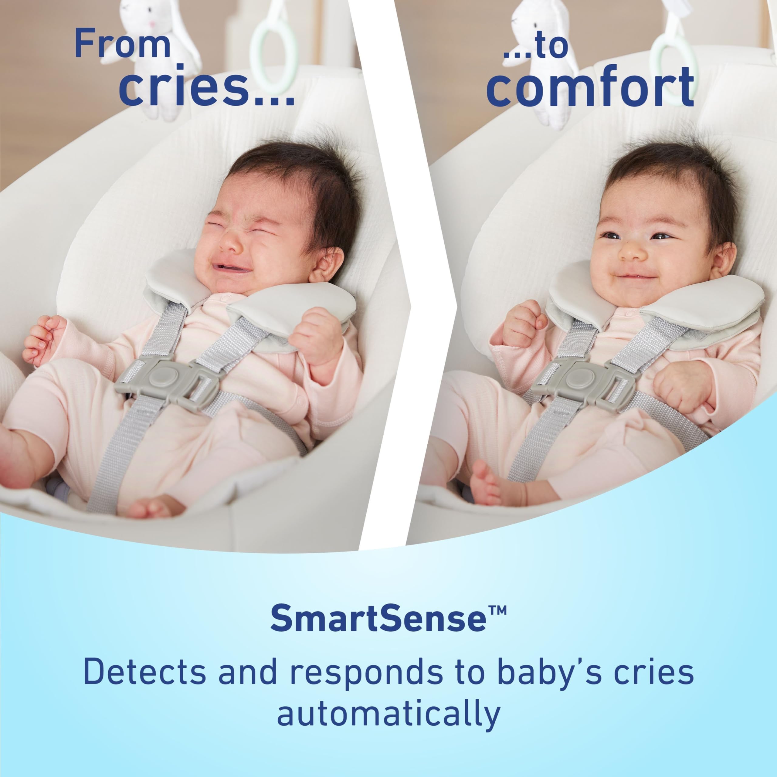 Graco SmartSense Baby Swing with Cry Detection Technology - Automatic Soothing Motion for Newborns & Infants - Perfect for Nursery, Daycare & Travel Use