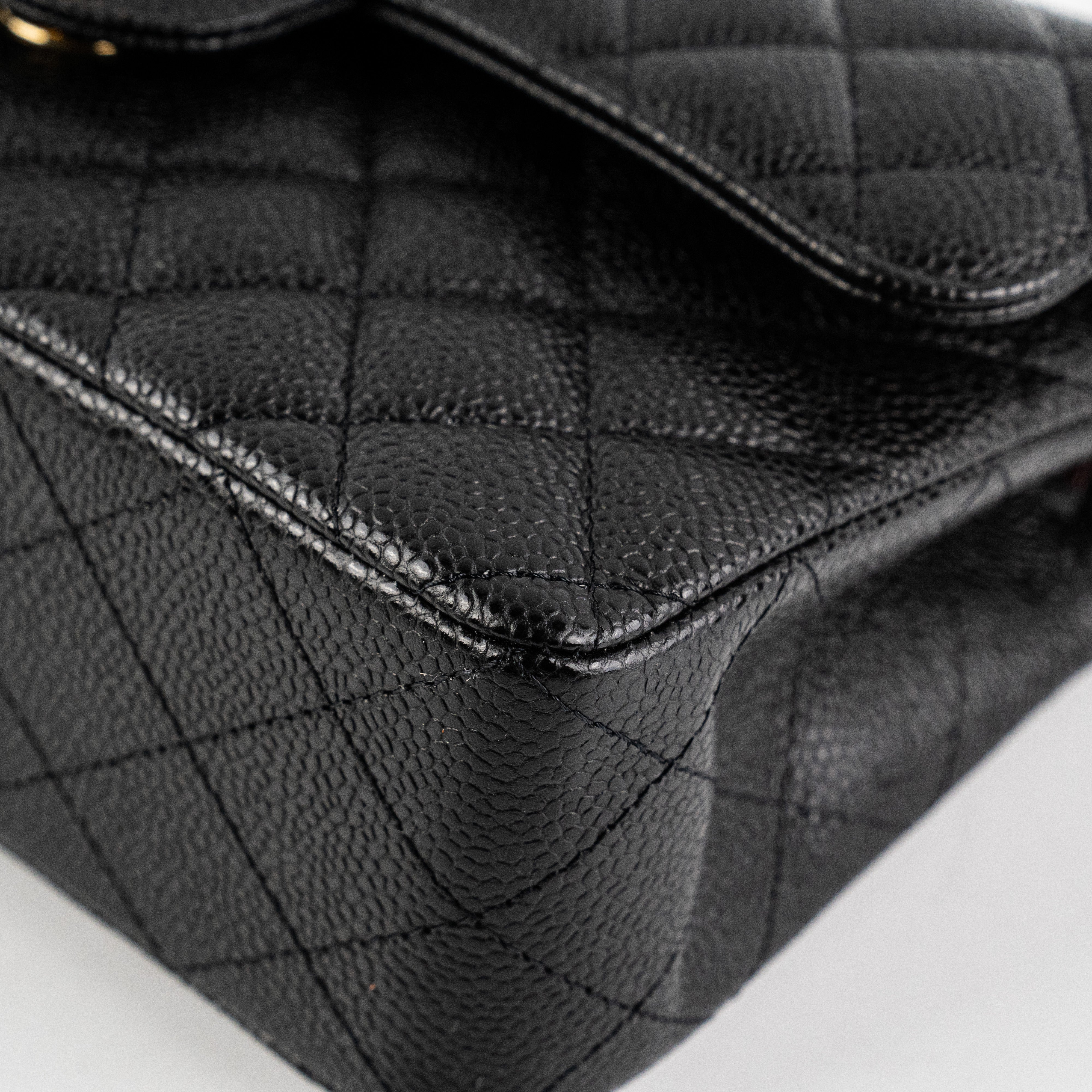 Chanel Caviar Small Double Classic Flap Bag Black with Microchip - Luxury Designer Handbag for Women, Perfect for Evening Events & Special Occasions