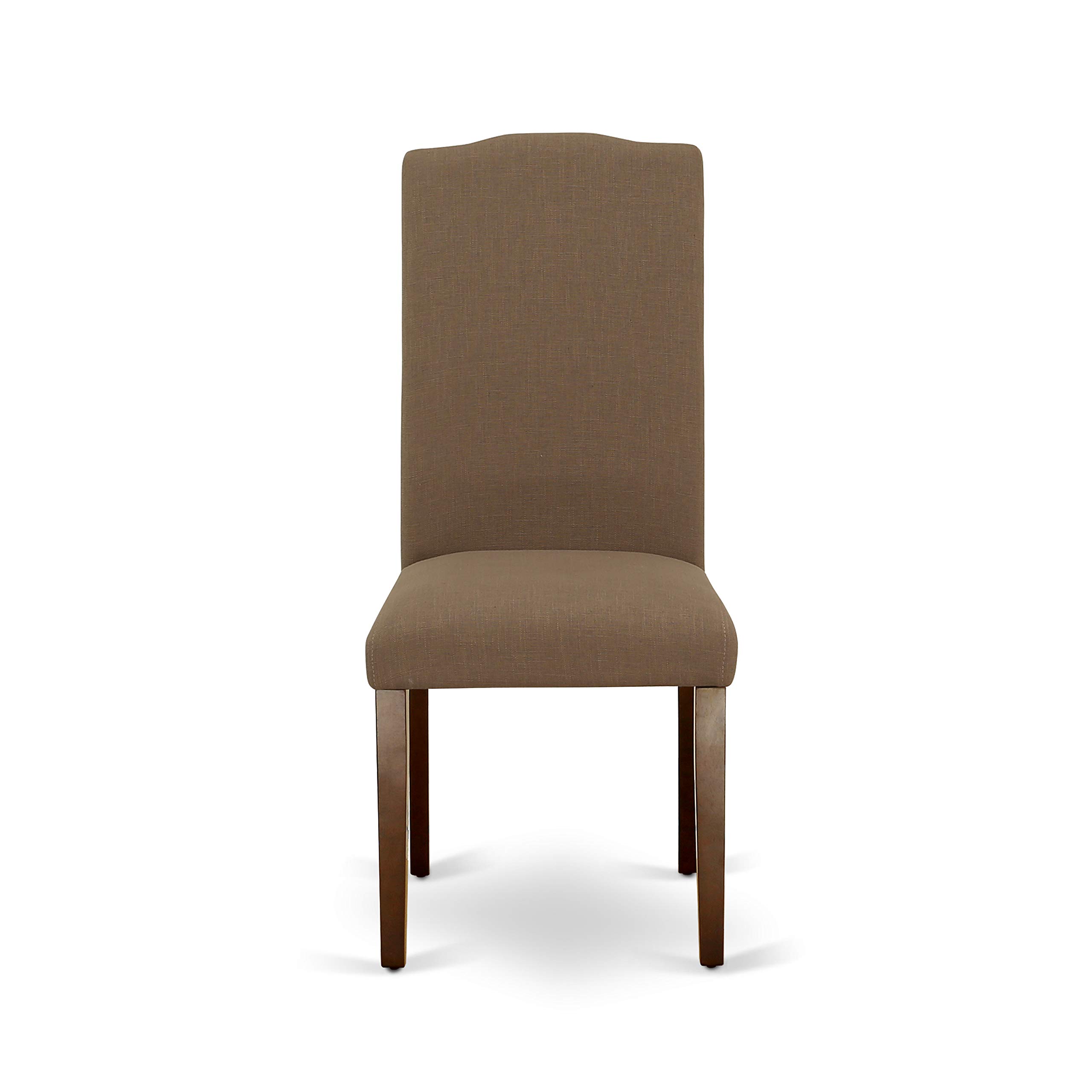East West Furniture HBEN3-MAH-18 3-Piece Round Dining Table Set with Pedestal Base & 2 Dark Coffee Linen Upholstered Chairs, 42x42 Inch, Mahogany - Perfect for Small Spaces, Breakfast Nooks & Cozy Kitchen Dining Areas