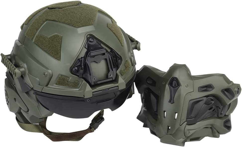 Tactical Airsoft Helmet with Built-in Headset & Anti-Fog Fan - Adjustable Sliding Goggles for Military Simulation, Outdoor Sports & Airsoft Games