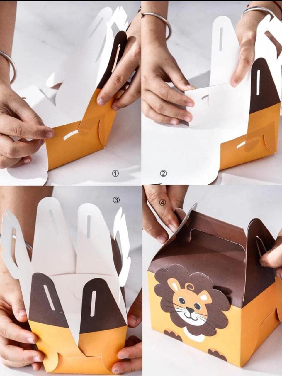 20-Piece Lion Printed Decorative Folding Storage Box Set - Perfect for Kids Birthday Gifts, Party Favors, Chocolate & Dry Fruit Packaging - Reusable Cardboard Gift Boxes for Home Organization & Party Decor