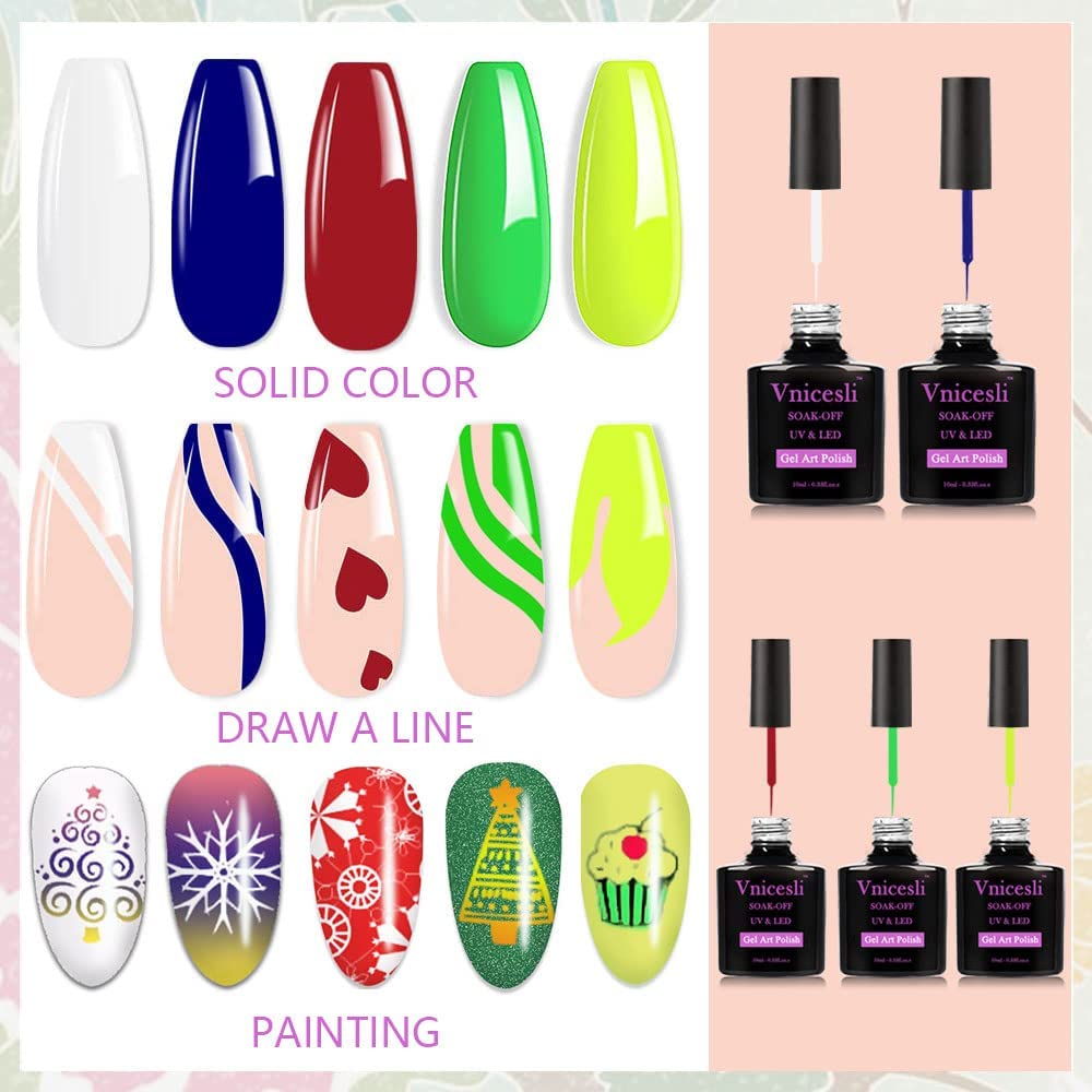 Glitter Silver Gel Polish for Nails - Vnicesli Soak Off UV/LED Nail Art Gel with Thin Brush, Christmas Manicure & Party Nail Design Kit (Perfect for Holiday Parties, Weddings & Special Occasions)