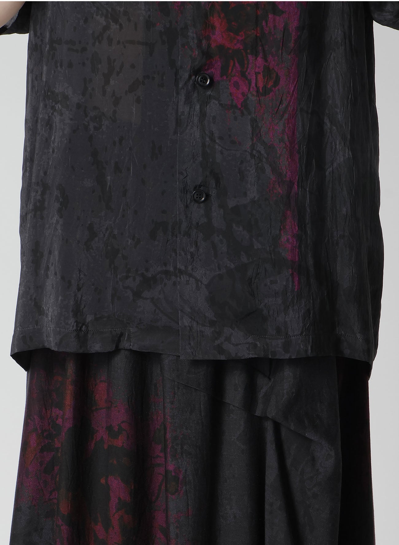 **Cupro Lawn Floral & Asphalt Print Shirt – Lightweight & Breathable for Summer, Casual Wear, and Office Outfits**
