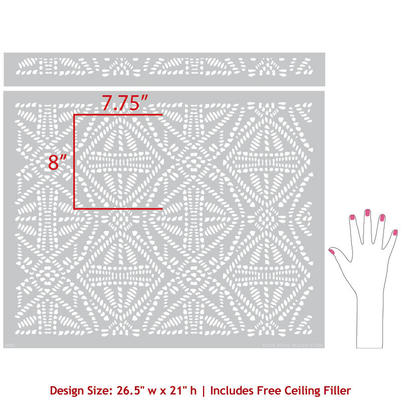 Tribal Batik Allover Wall Stencil - DIY Home Decor Stencil for Wall Painting, Furniture & Crafts | Perfect for Boho, Ethnic & Tropical Room Designs