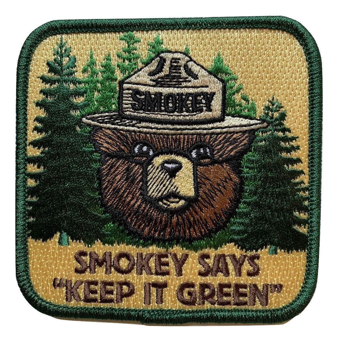 Smokey The Bear 'Keep It Green' Embroidered Iron On Patch - Vintage 2013 Design for Jackets, Hats & Backpacks