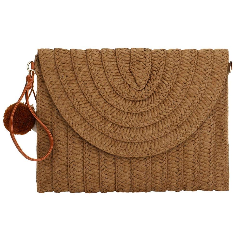 Women's Woven Straw Clutch Purse - Summer Beach Evening Bag with Envelope Design | Perfect for Vacation, Wedding, and Outdoor Events